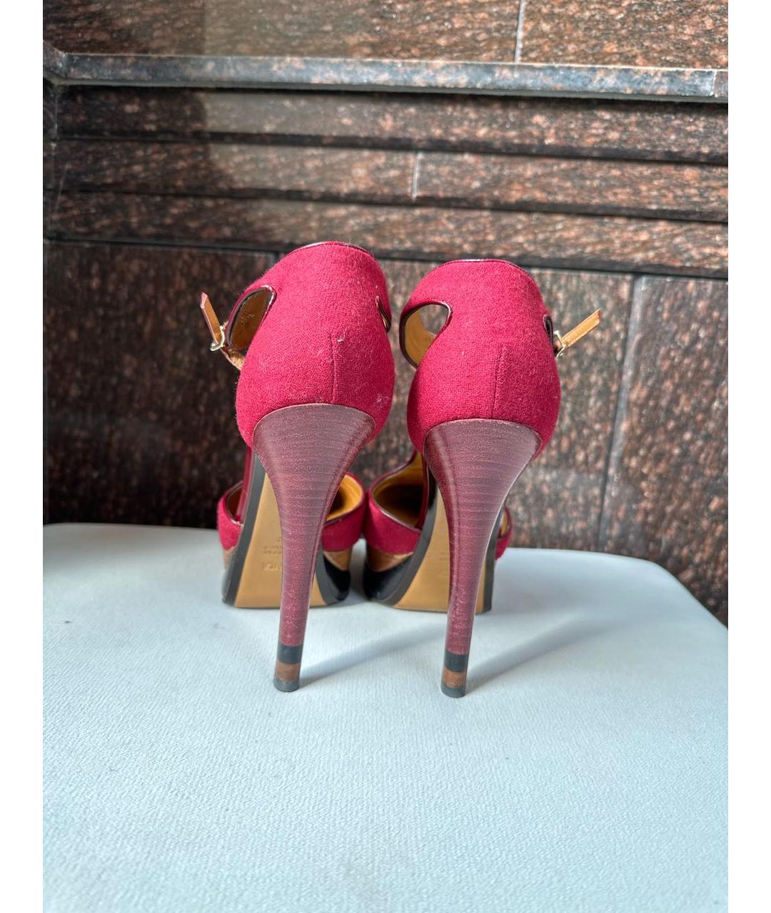 FENDI Бордовые кожаные туфли, фото 4