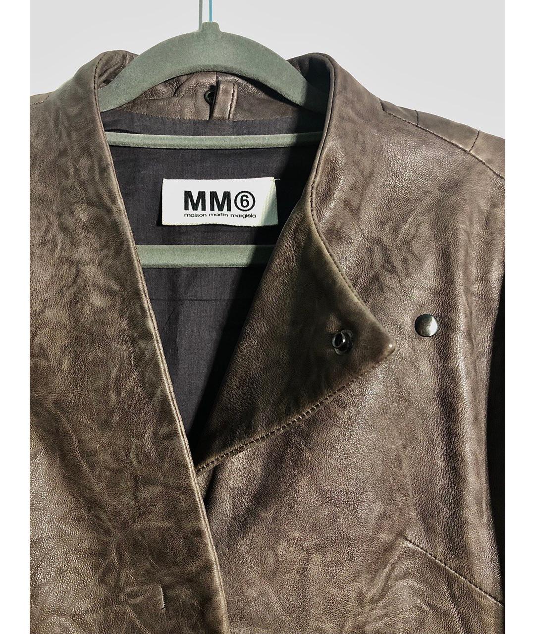 MM6 MAISON MARGIELA Коричневая кожаная куртка, фото 4
