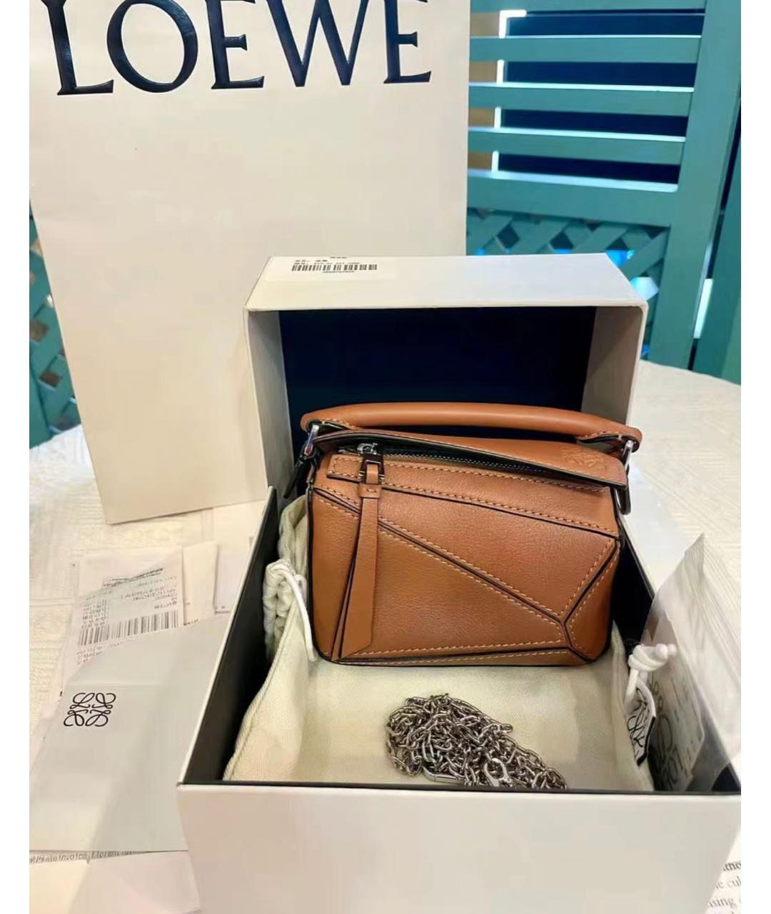 LOEWE Коричневая кожаная сумка через плечо, фото 6