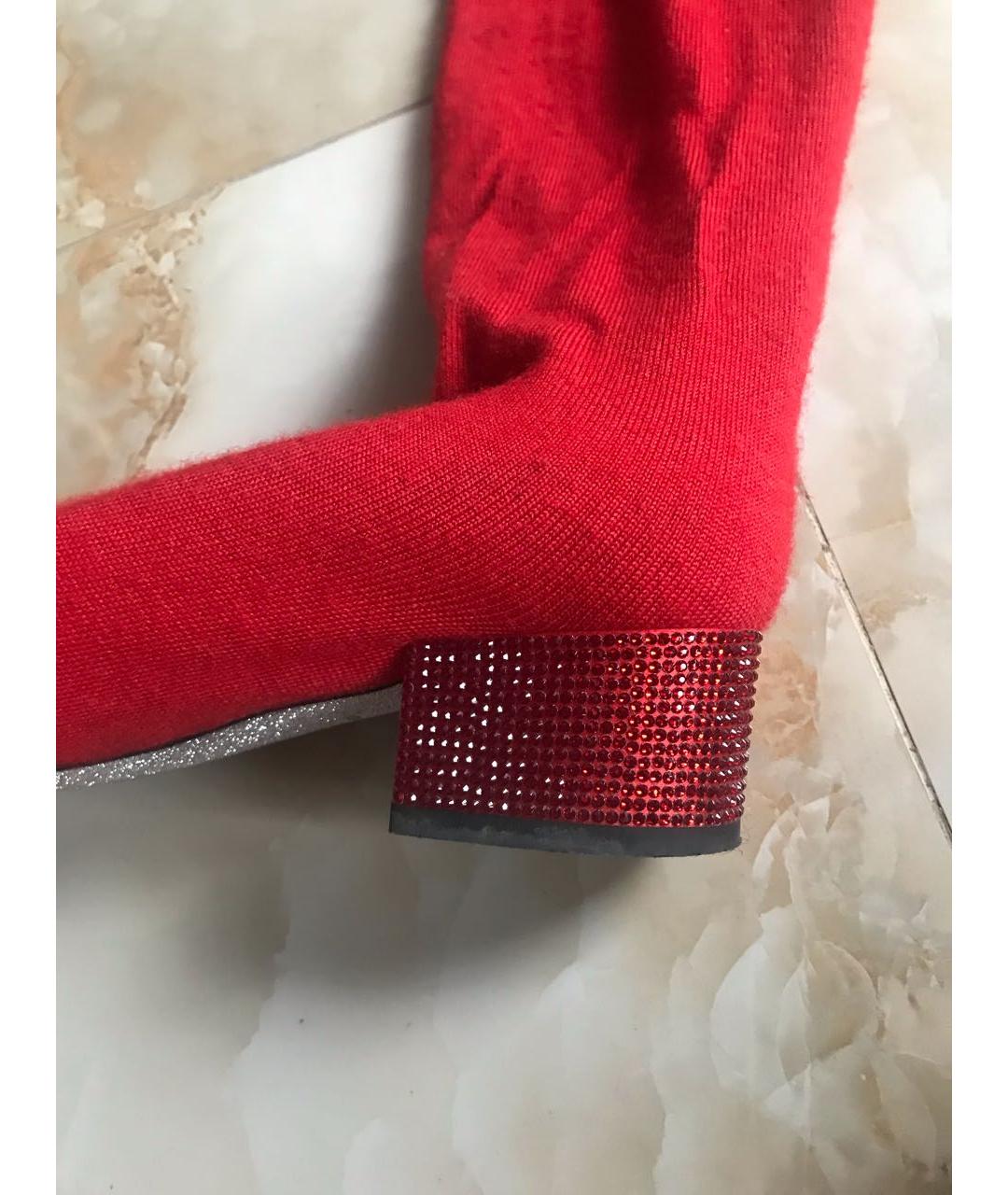 RENE CAOVILLA Красные текстильные ботфорты, фото 4