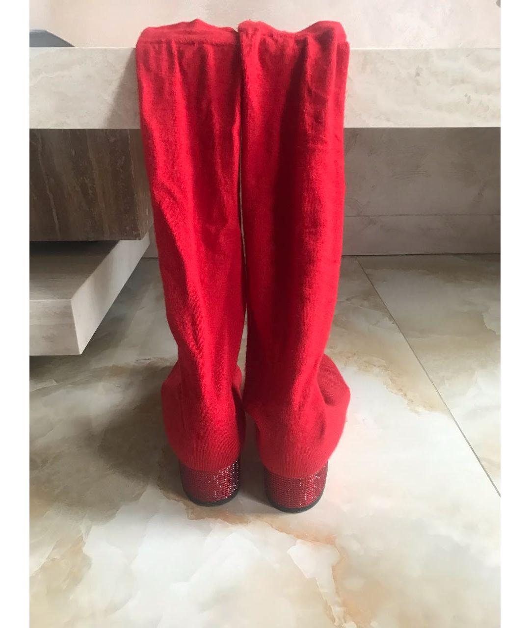 RENE CAOVILLA Красные текстильные ботфорты, фото 2
