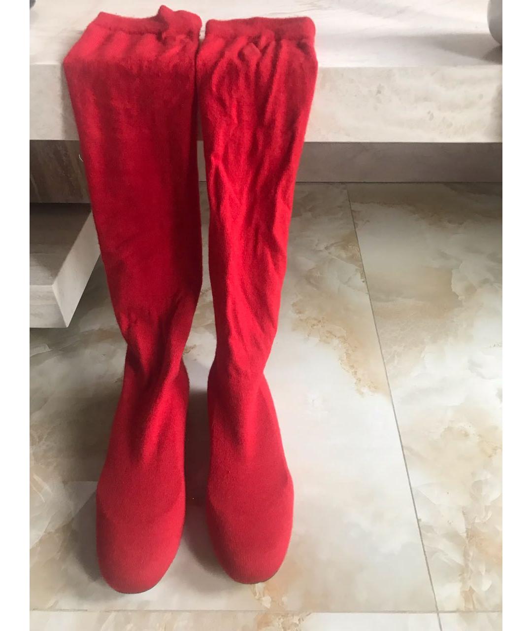 RENE CAOVILLA Красные текстильные ботфорты, фото 3