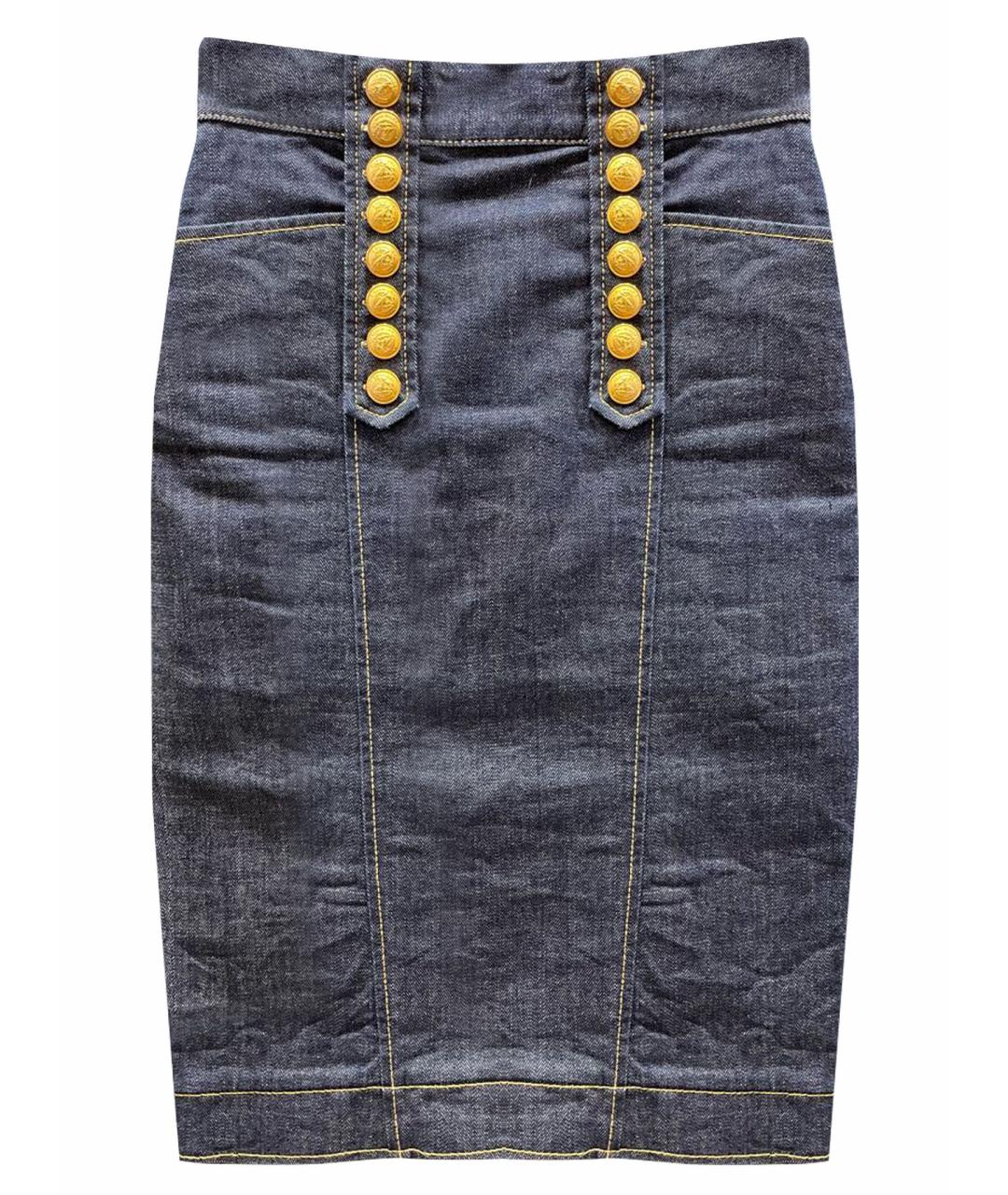 DSQUARED2 Темно-синяя деним юбка миди, фото 1