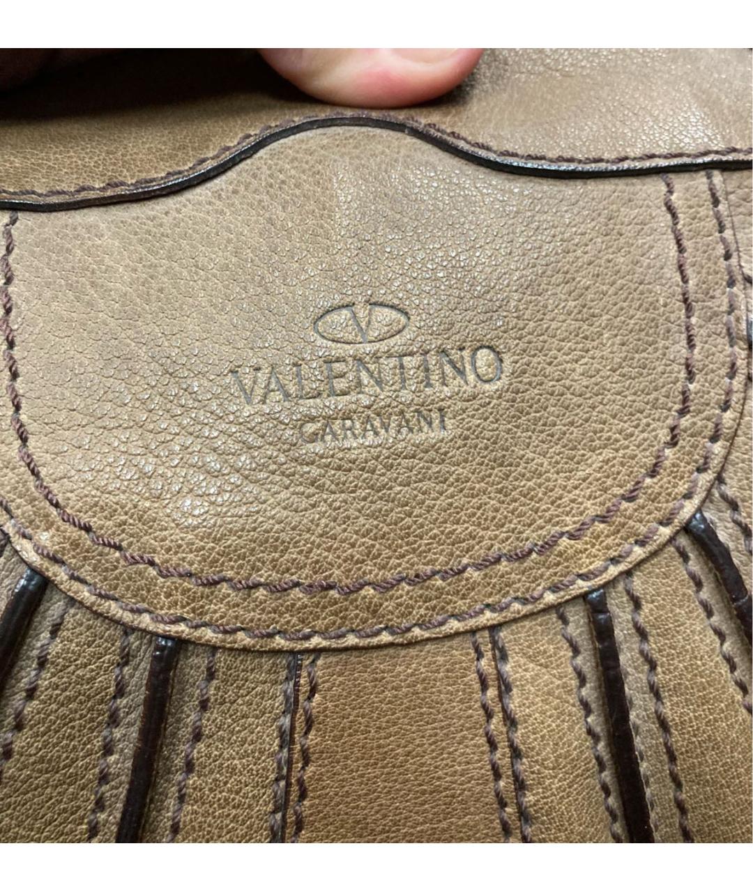 VALENTINO Коричневая кожаная сумка с короткими ручками, фото 7