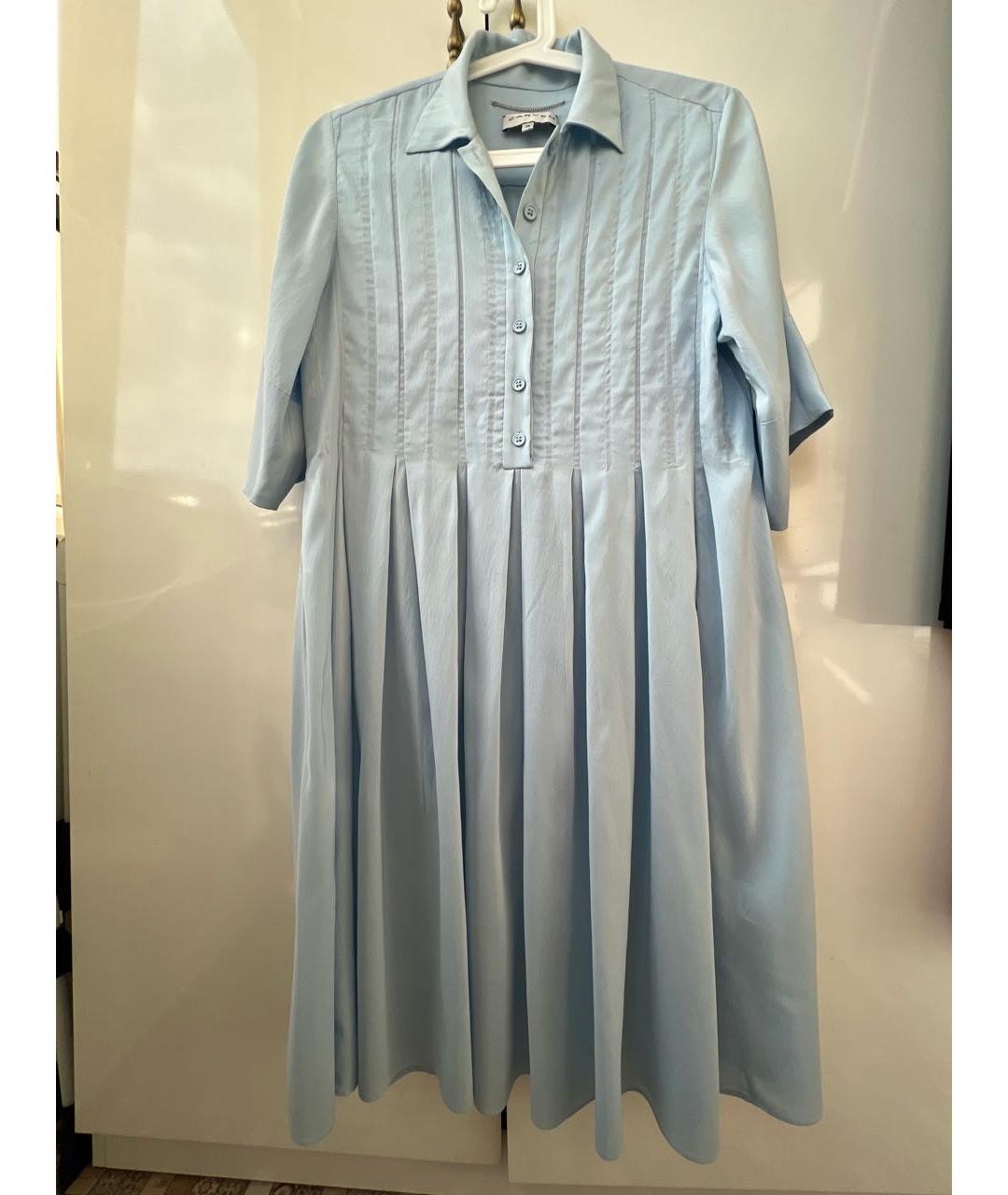 CARVEN Голубое шелковое повседневное платье, фото 2