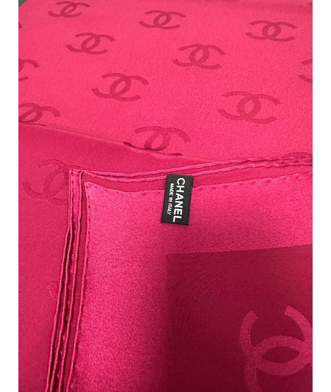 CHANEL Бордовый шелковый платок, фото 3