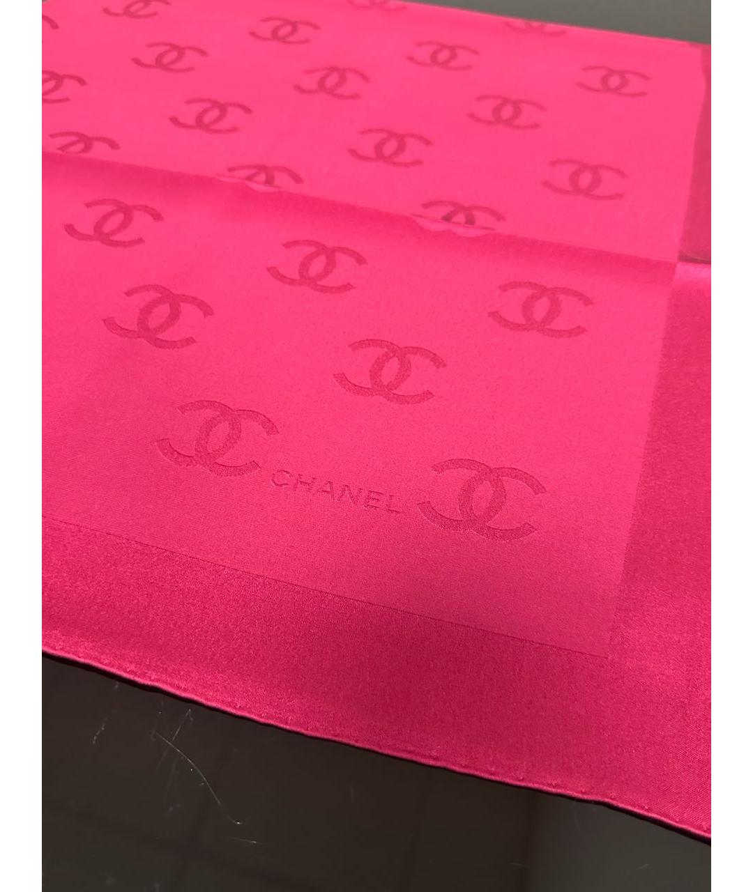 CHANEL Бордовый шелковый платок, фото 2