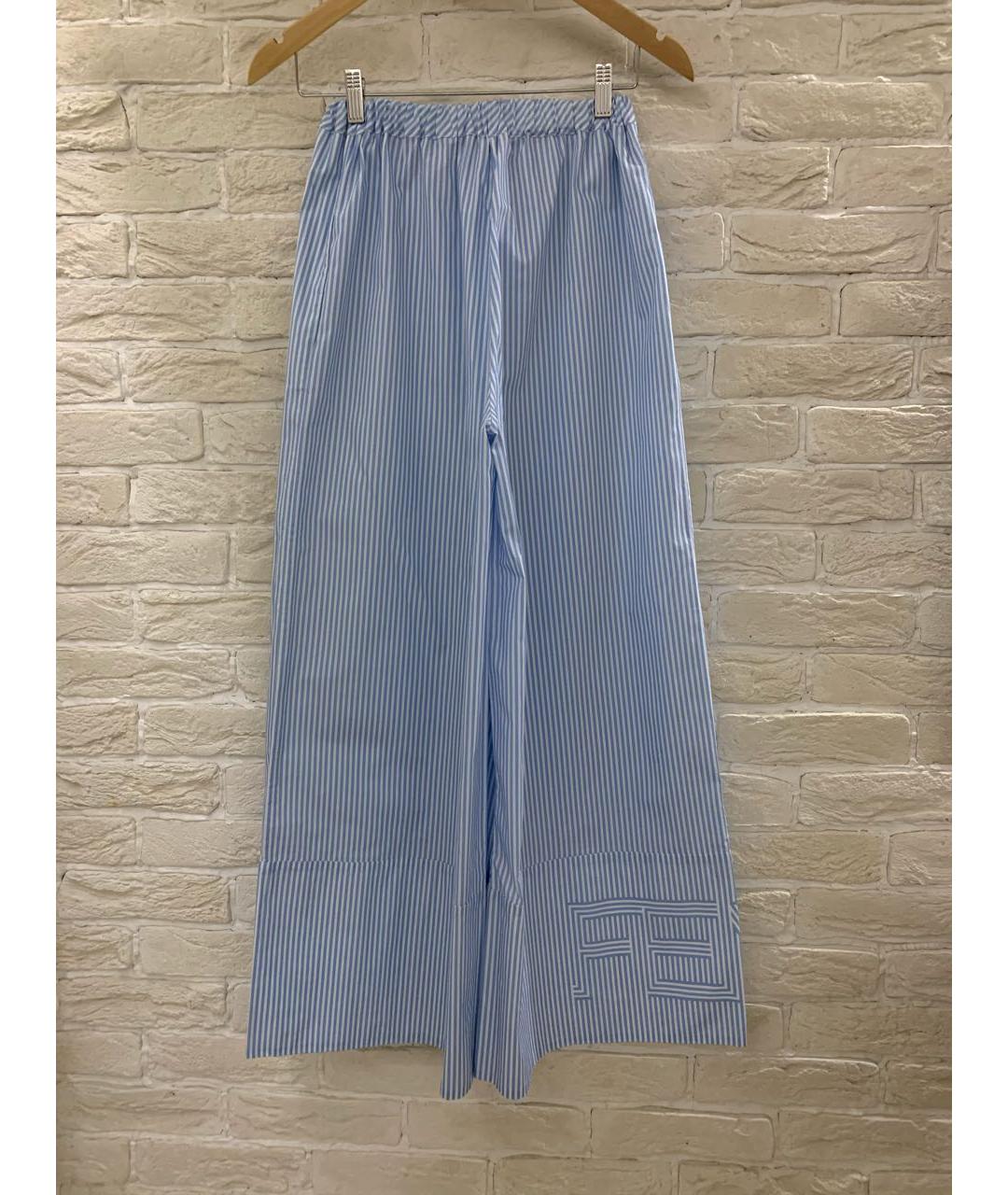 FENDI Голубые хлопко-эластановые брюки широкие, фото 2