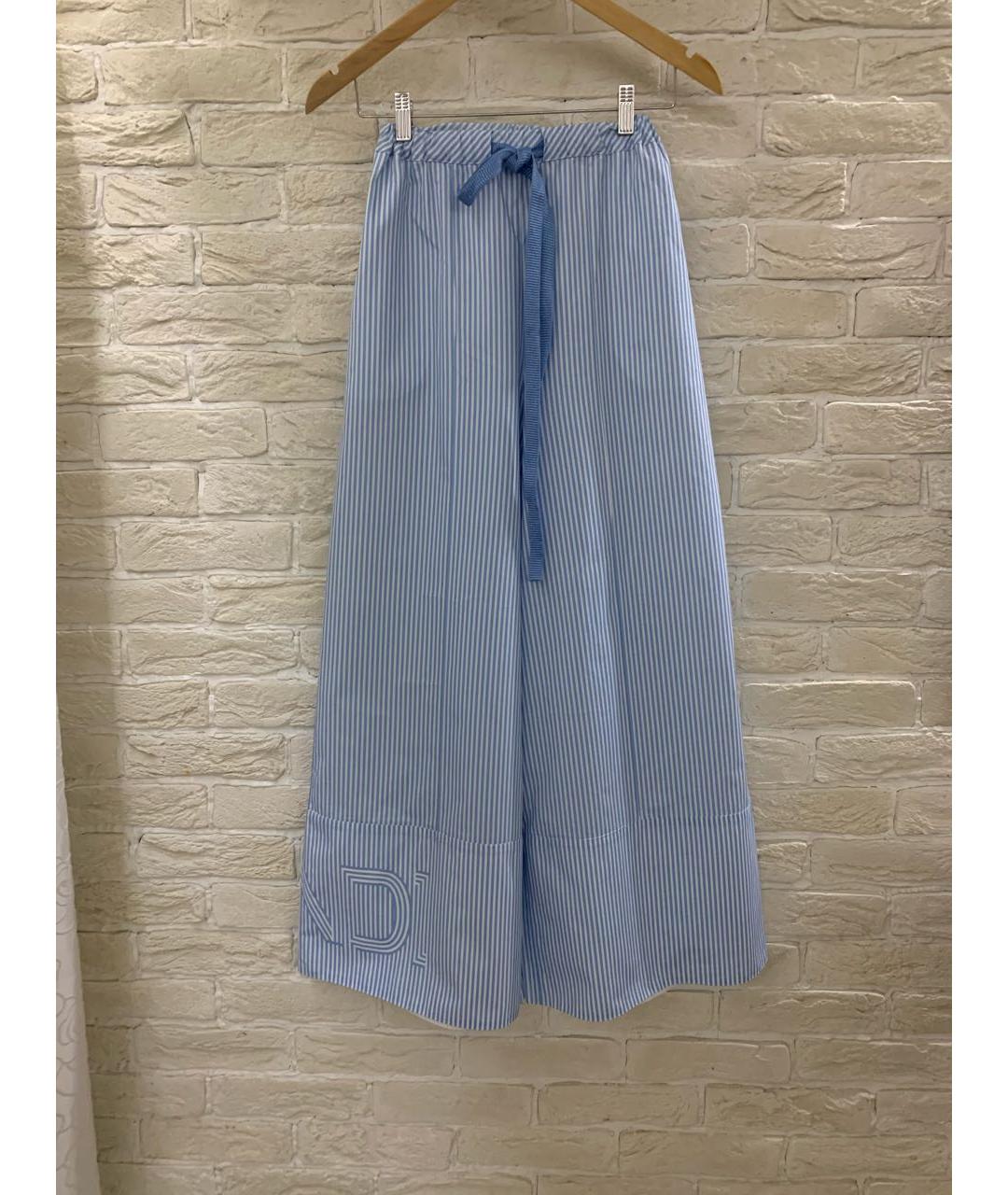 FENDI Голубые хлопко-эластановые брюки широкие, фото 6