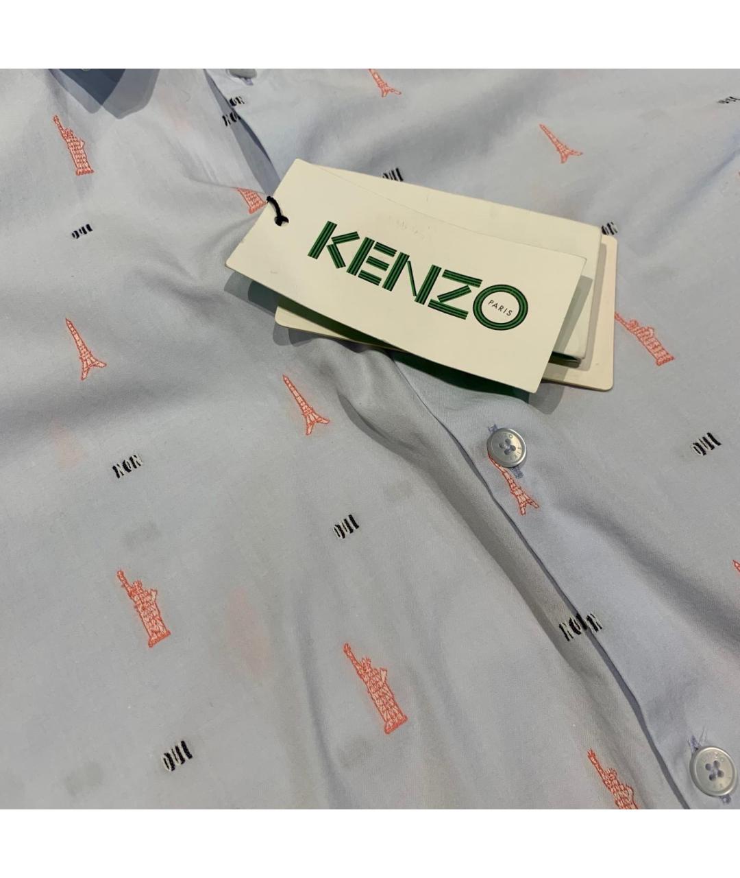 KENZO Голубая хлопковая рубашка, фото 6