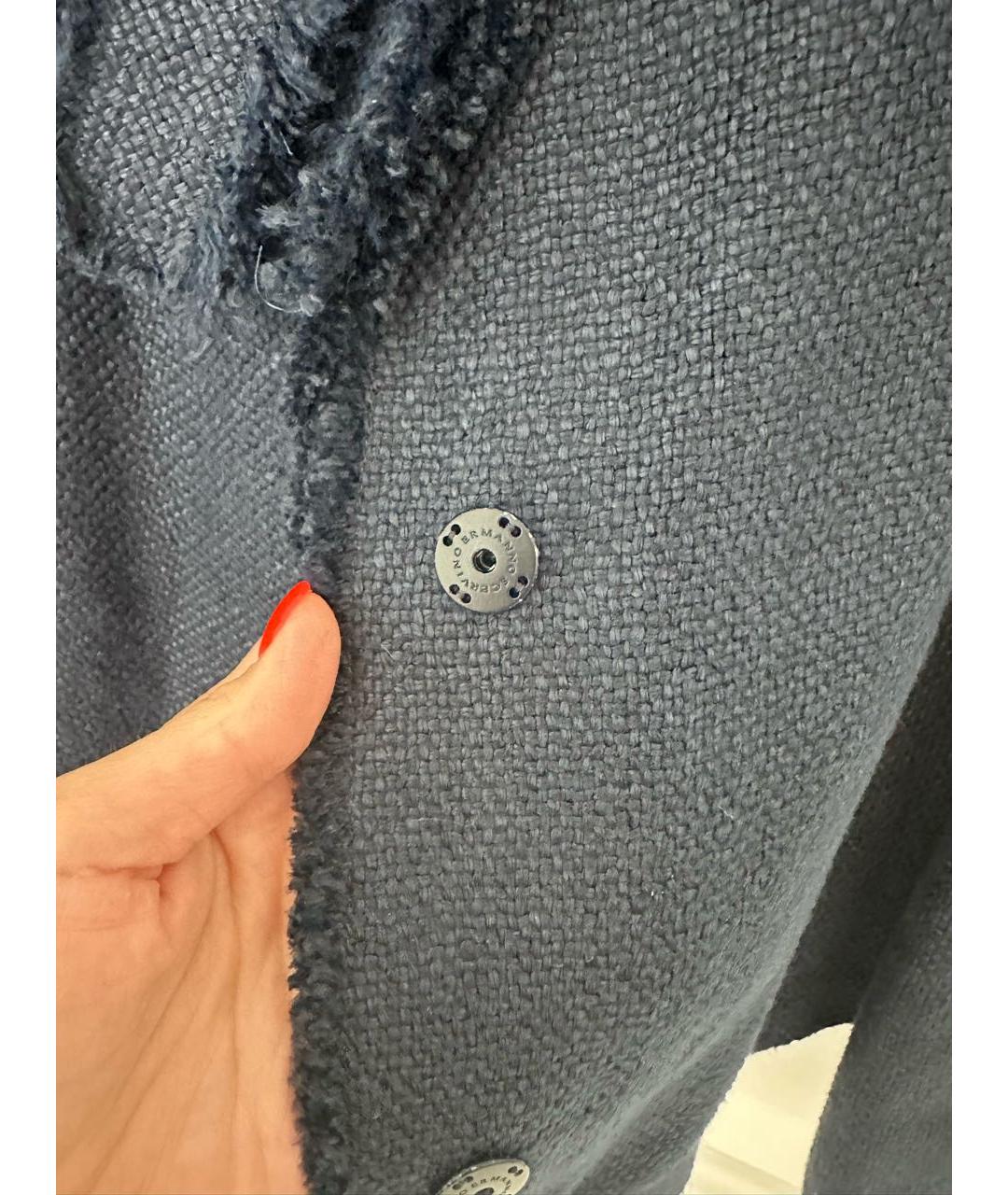 ERMANNO SCERVINO Темно-синий льняной жакет/пиджак, фото 6