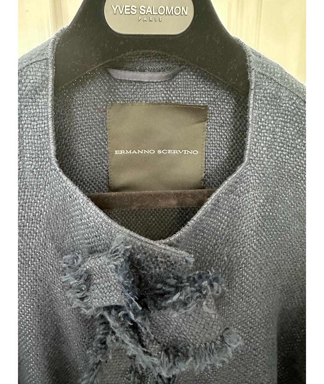 ERMANNO SCERVINO Темно-синий льняной жакет/пиджак, фото 4