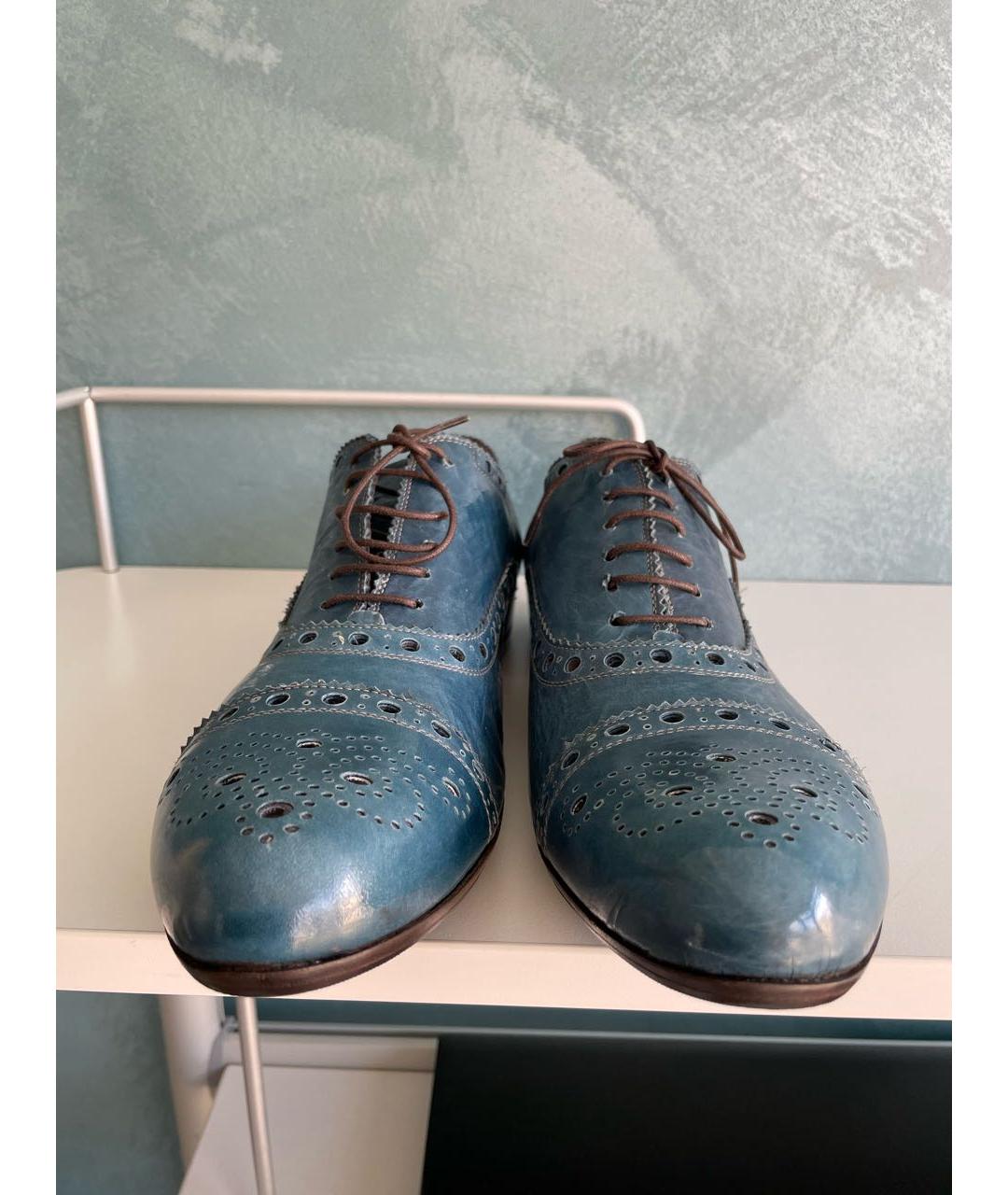 GIANNI BARBATO Бирюзовые кожаные туфли, фото 2