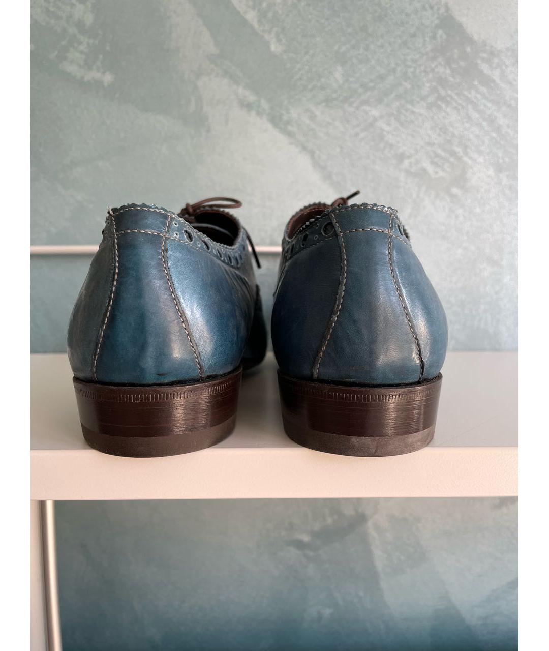 GIANNI BARBATO Бирюзовые кожаные туфли, фото 4