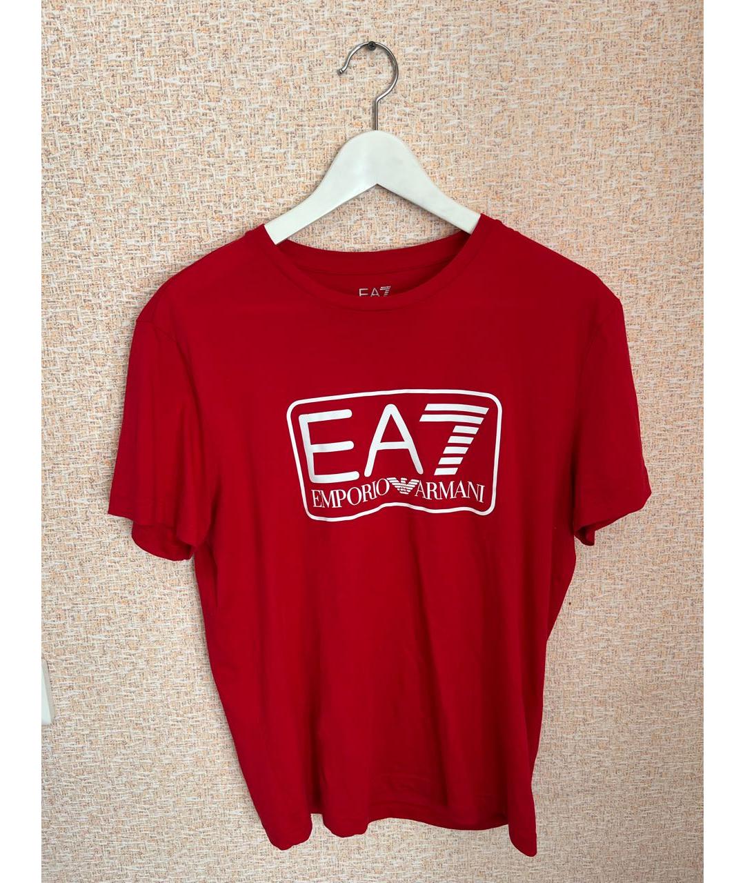 EMPORIO ARMANI Красная хлопко-шерстяная футболка, фото 4