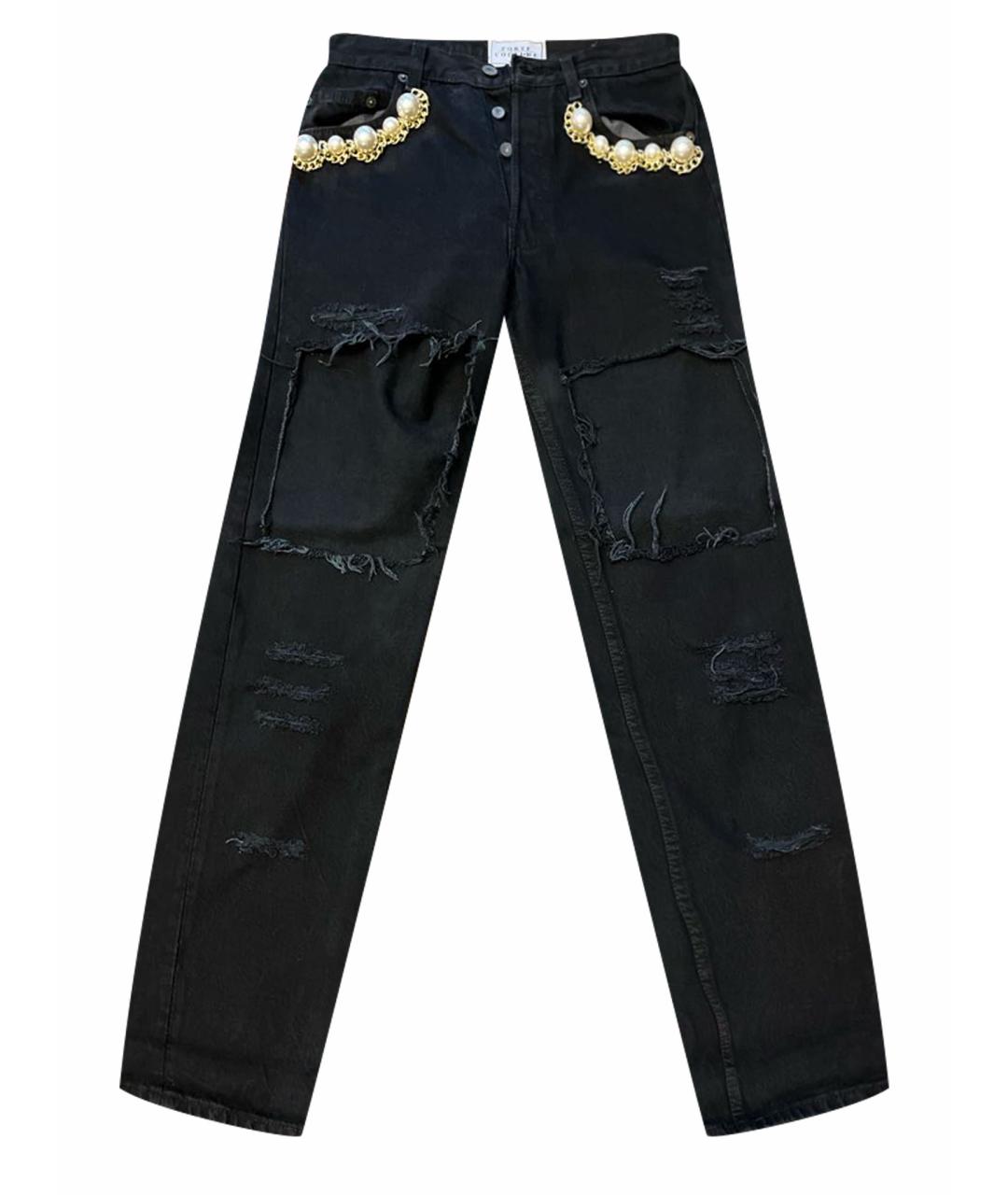 FORTE COUTURE Черные хлопковые прямые джинсы, фото 1