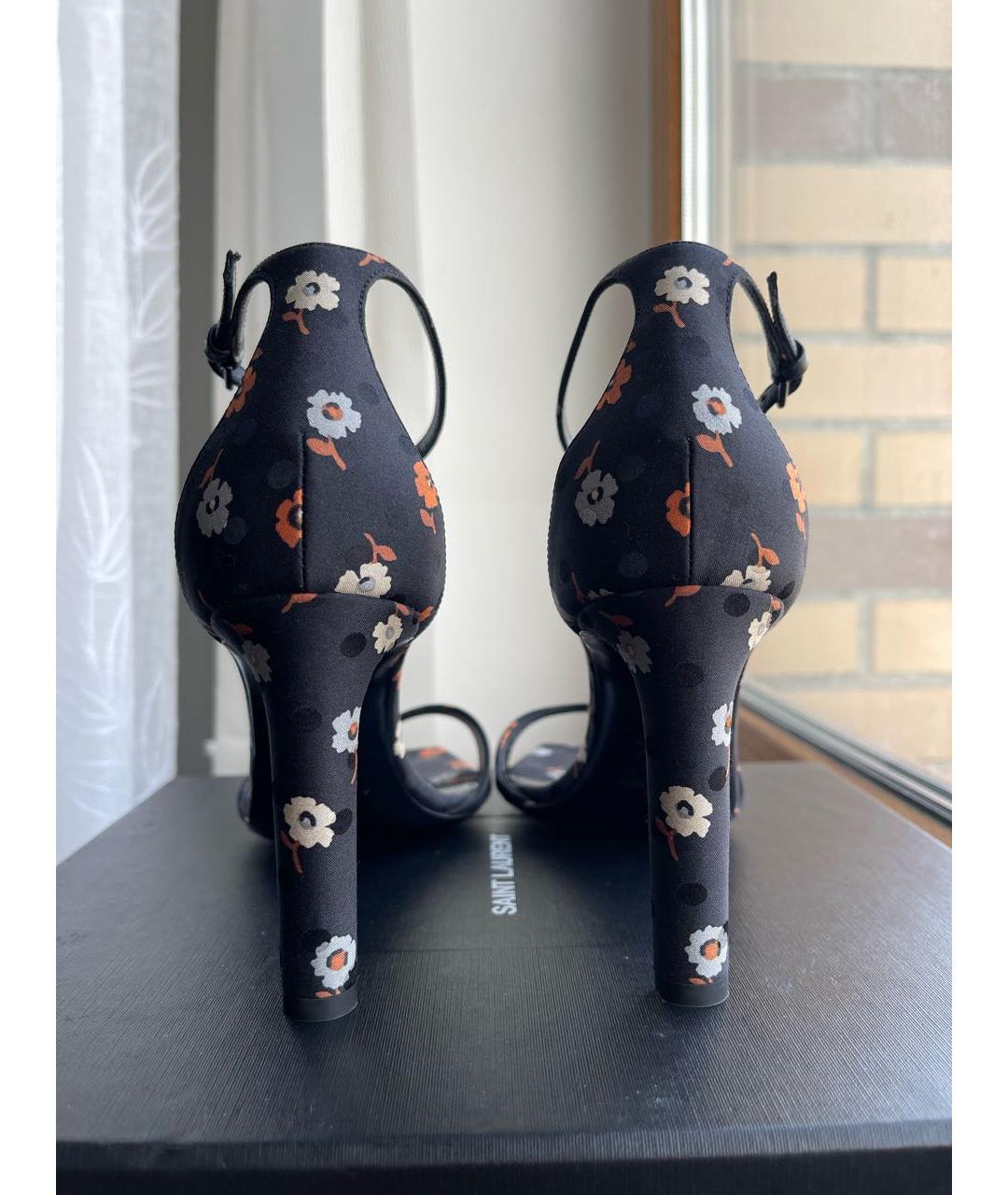 SAINT LAURENT Черные текстильные босоножки, фото 4