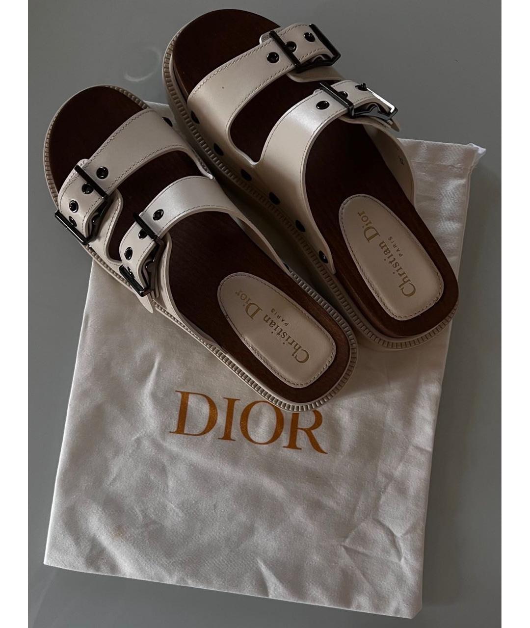CHRISTIAN DIOR PRE-OWNED Белые кожаные сабо, фото 2