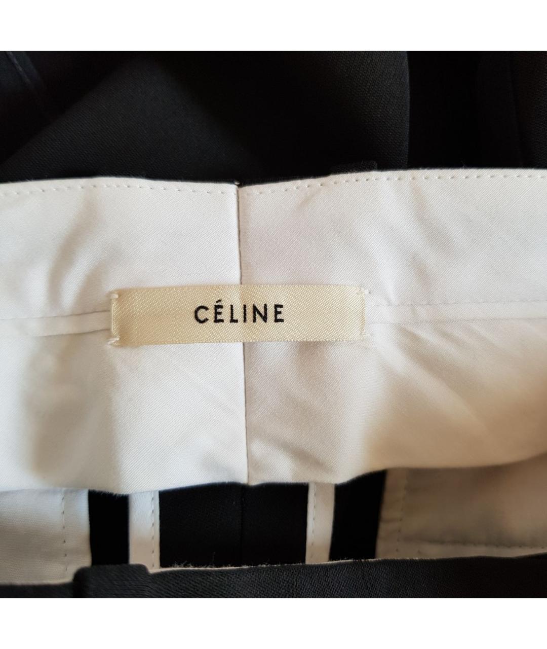 CELINE PRE-OWNED Черные шелковые прямые брюки, фото 3