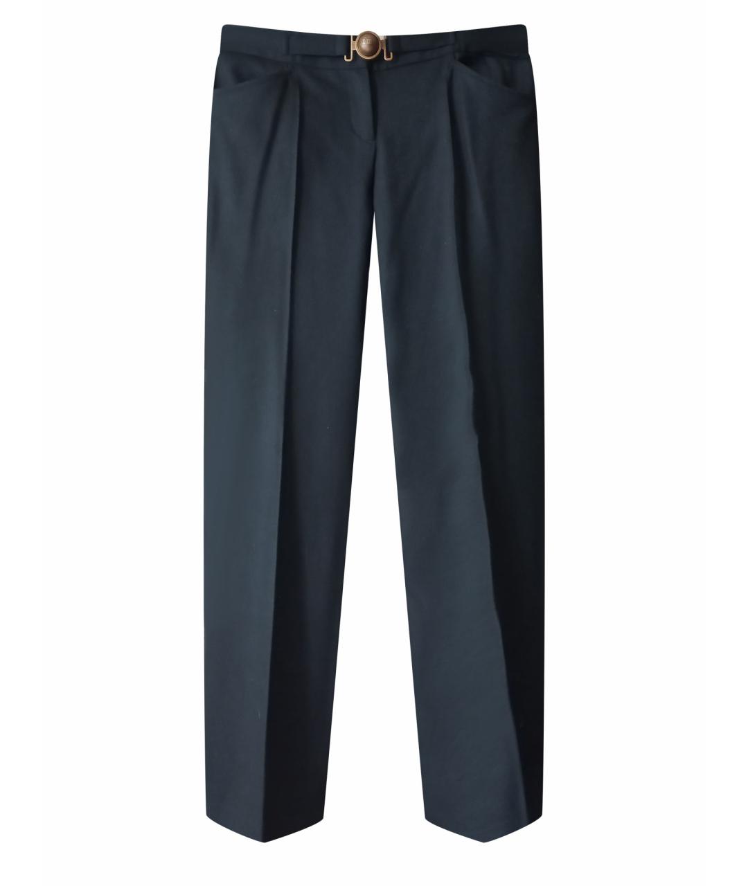 FRANKIE MORELLO Черные шерстяные прямые брюки, фото 1