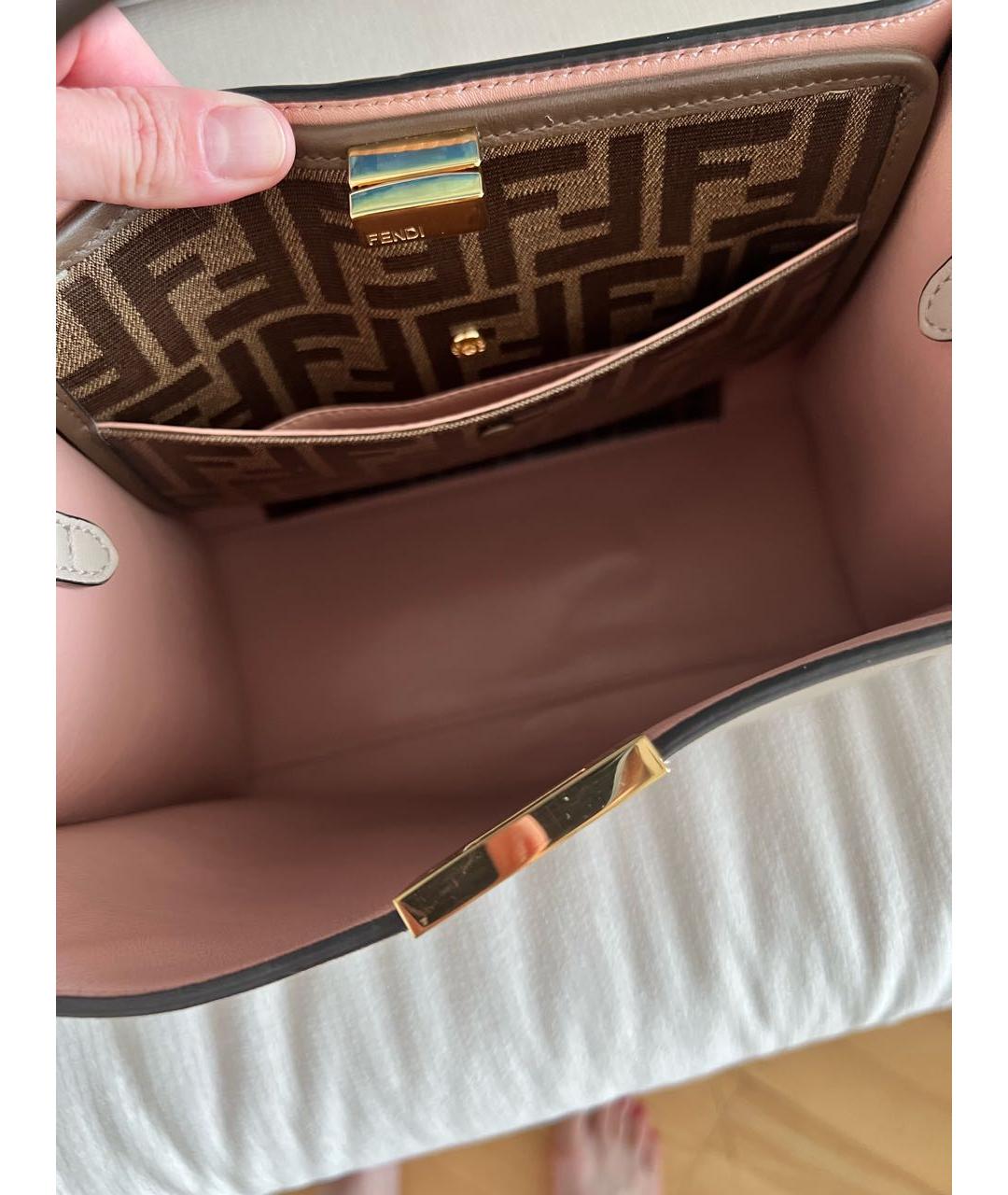 FENDI Бежевая кожаная сумка тоут, фото 4
