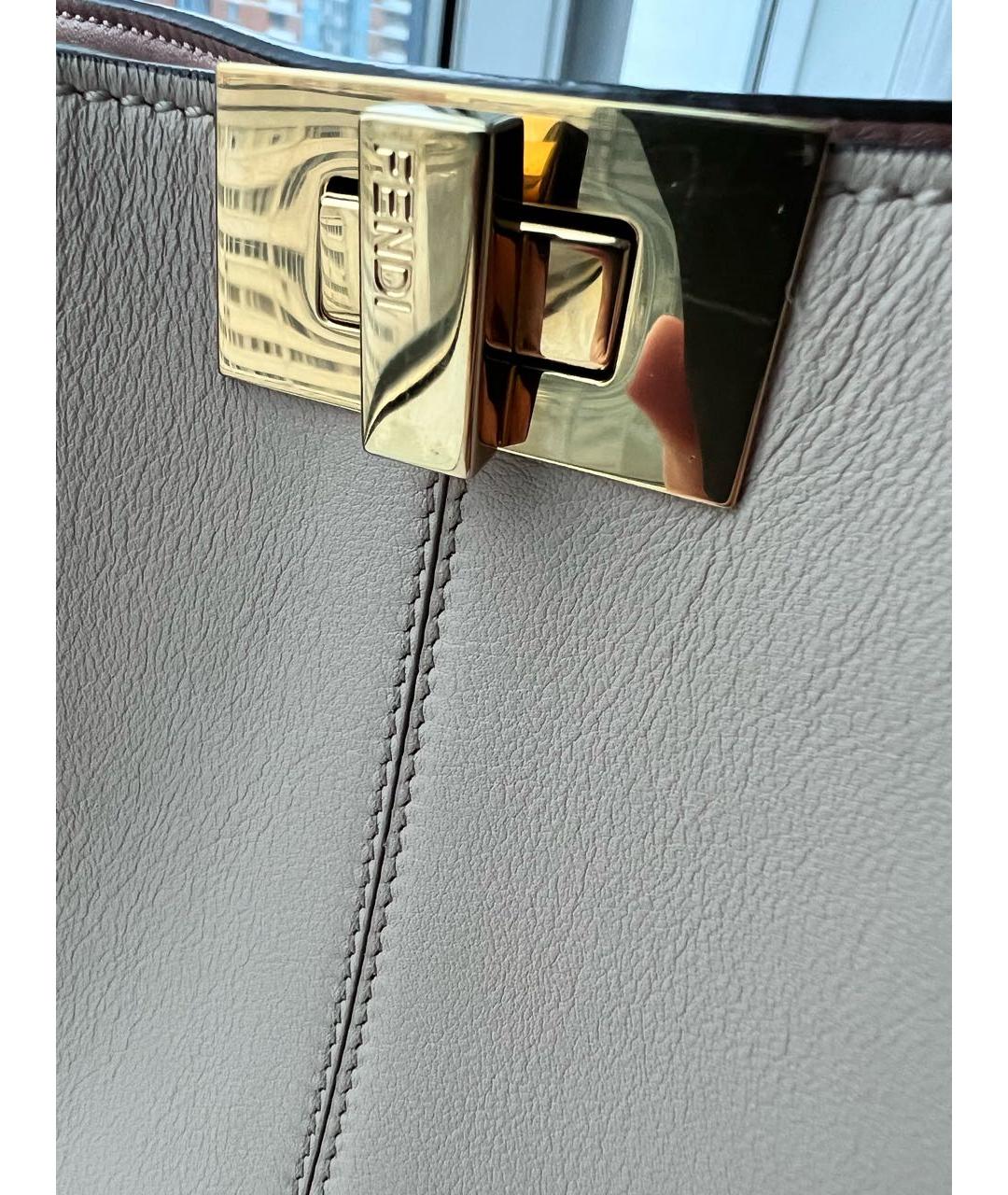 FENDI Бежевая кожаная сумка тоут, фото 8