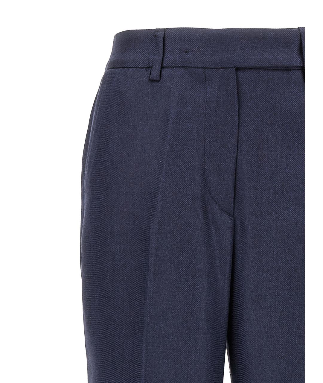 KITON Синие кашемировые прямые брюки, фото 3