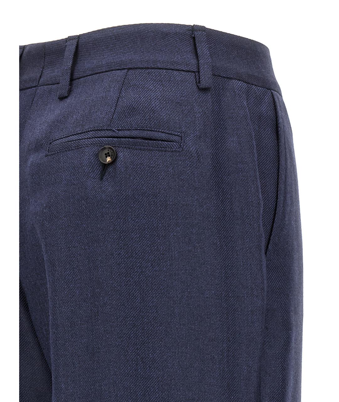 KITON Синие кашемировые прямые брюки, фото 4