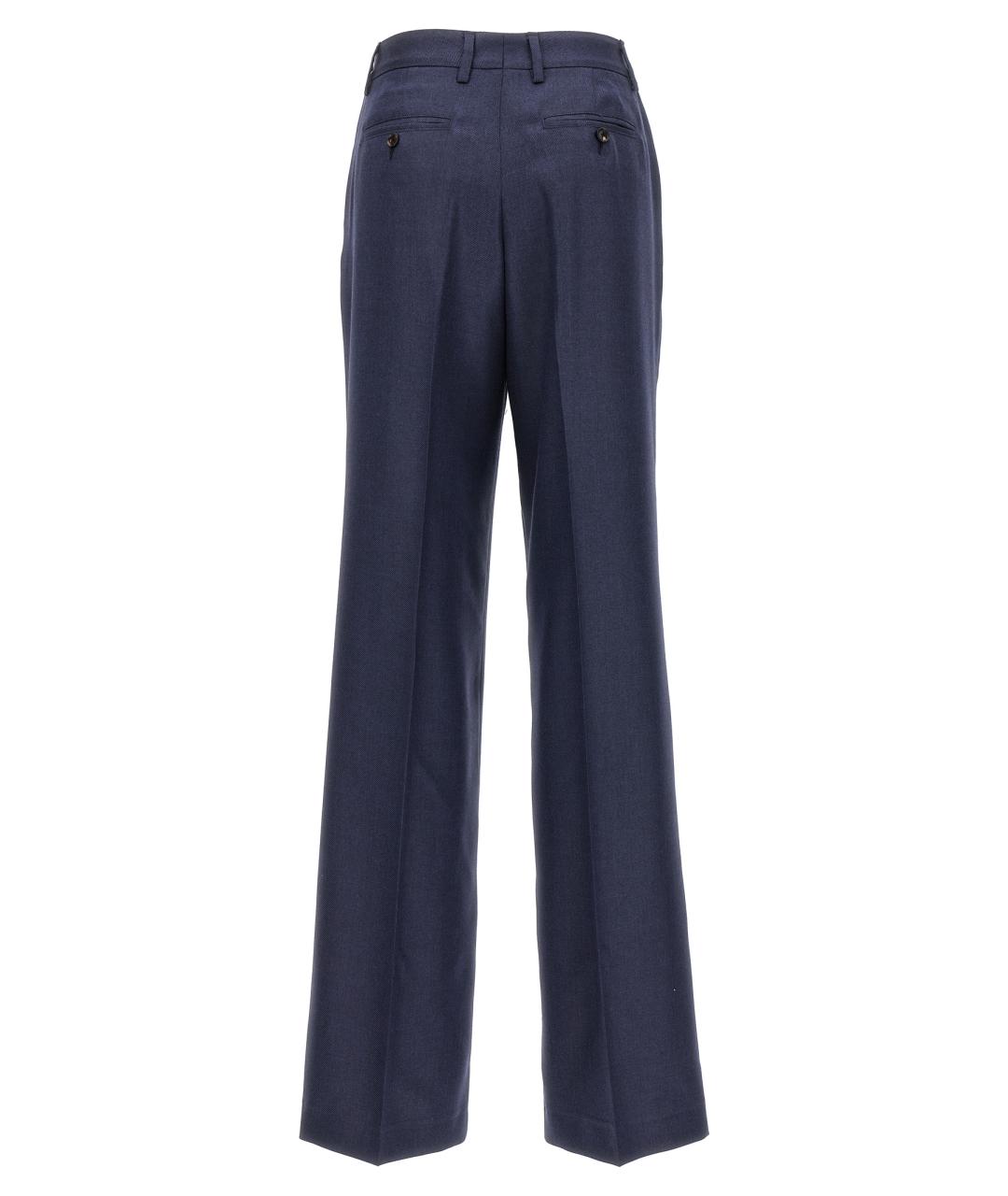 KITON Синие кашемировые прямые брюки, фото 2