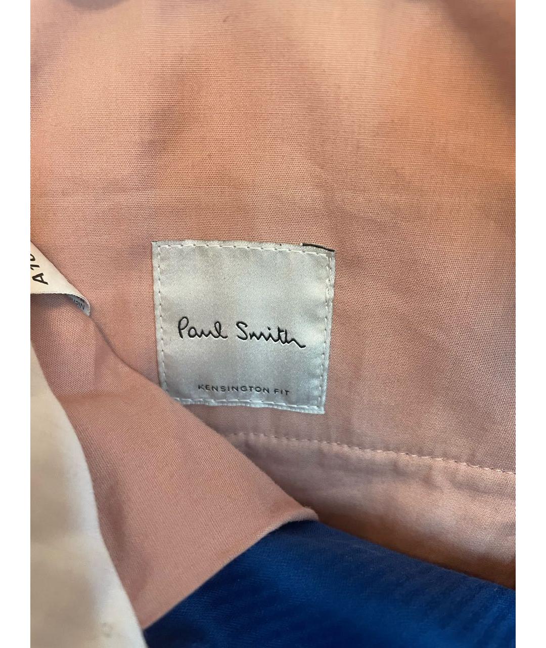 PAUL SMITH Синие хлопко-эластановые прямые брюки, фото 4