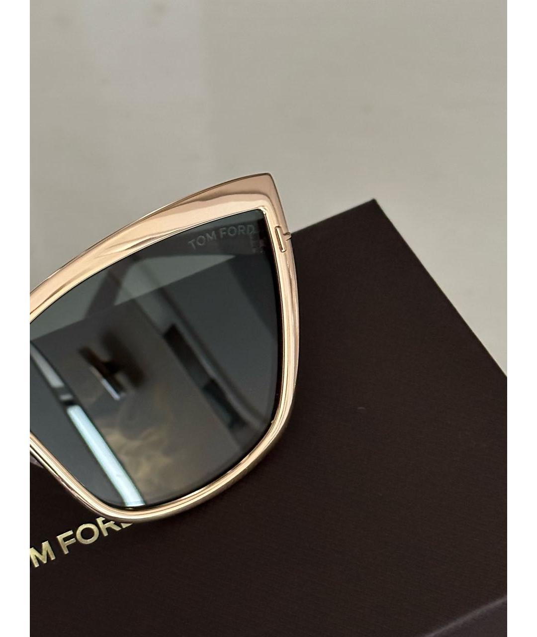 TOM FORD Золотые пластиковые солнцезащитные очки, фото 3