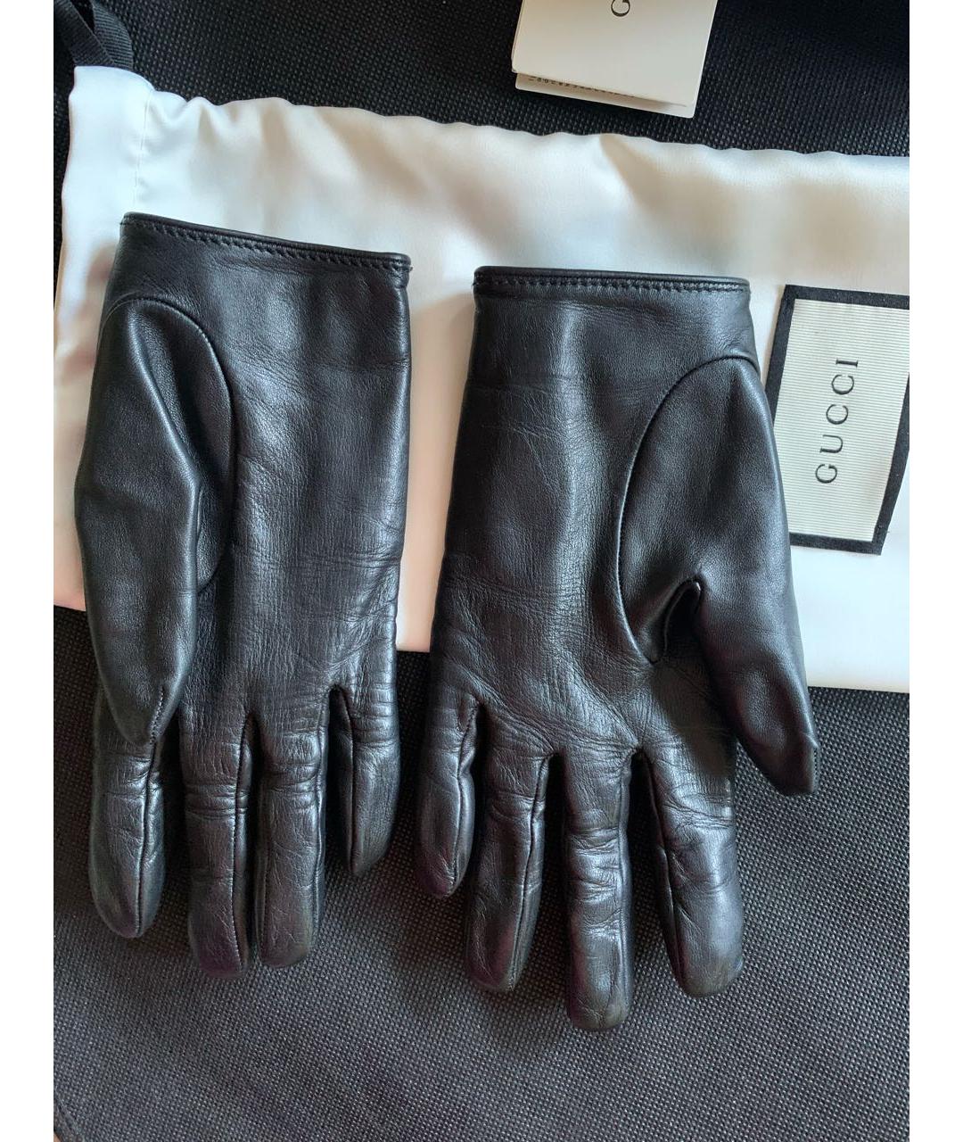 GUCCI Черные кожаные перчатки, фото 6
