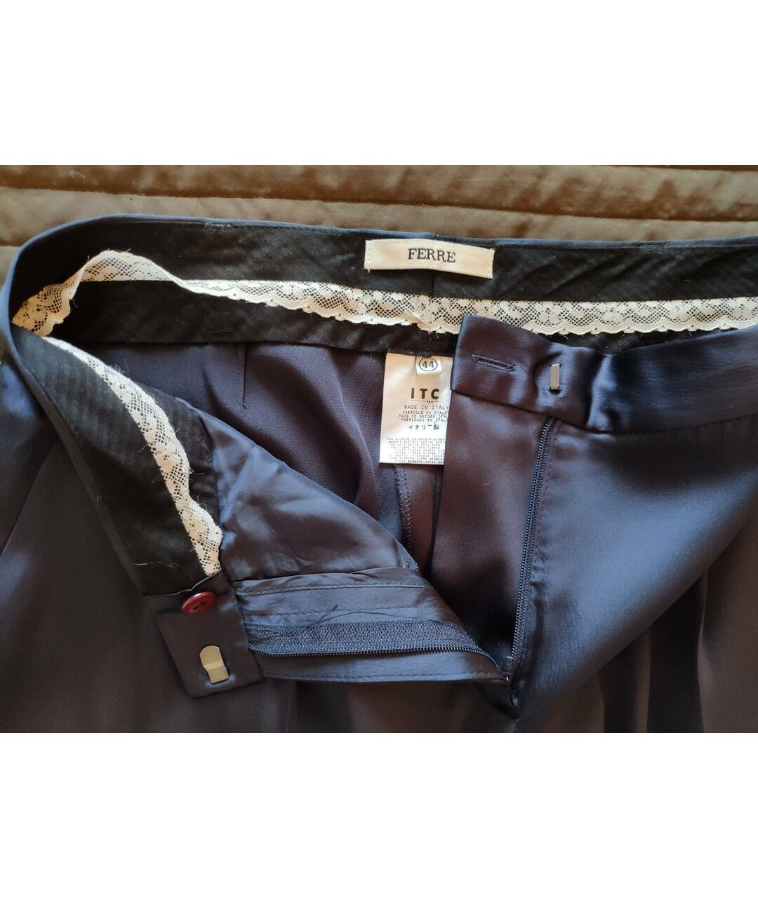 GIANFRANCO FERRE Темно-синие прямые брюки, фото 3