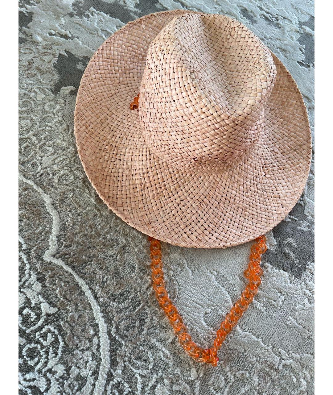 MAISON MICHEL Коралловая соломенная шляпа, фото 3
