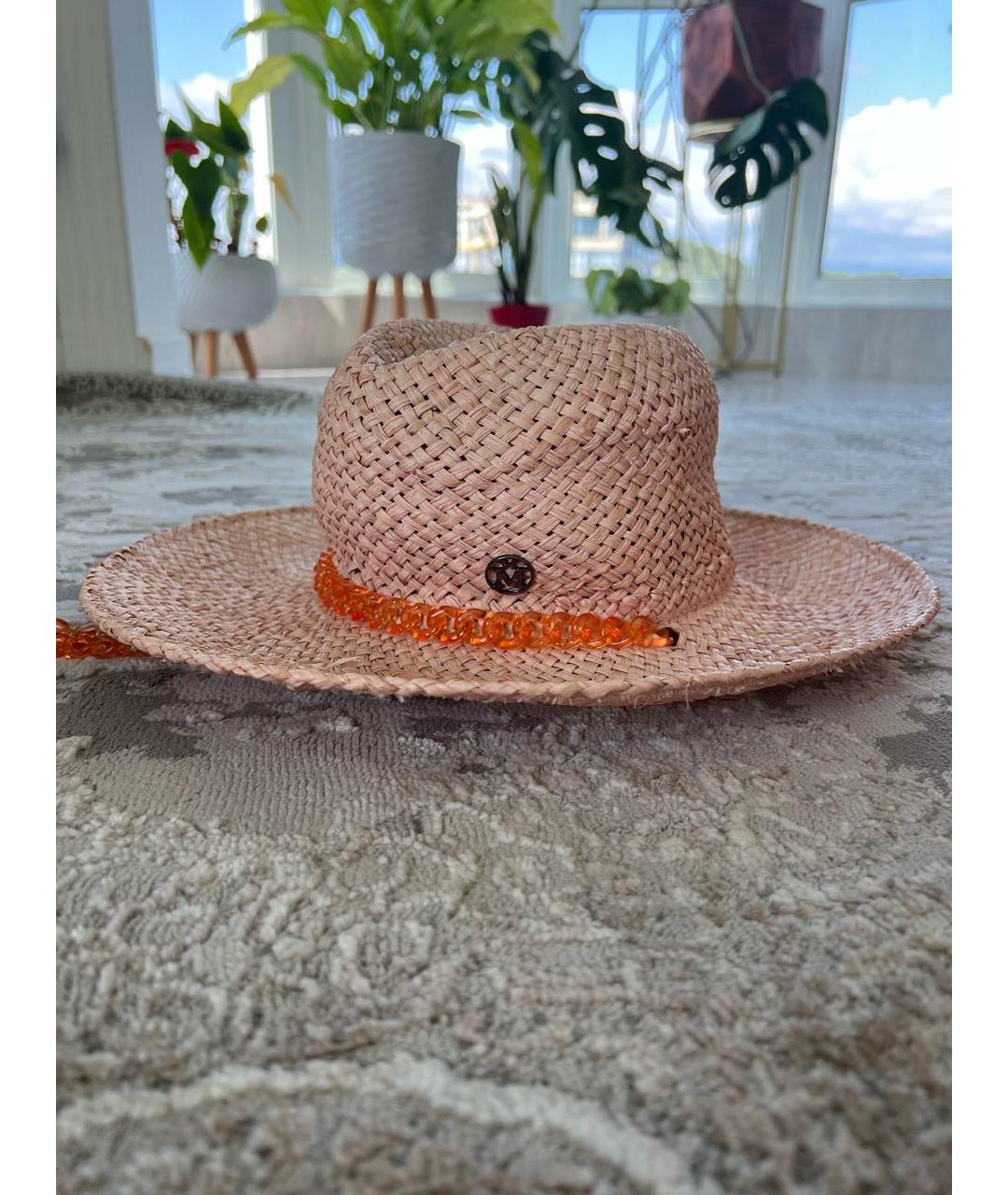 MAISON MICHEL Коралловая соломенная шляпа, фото 2
