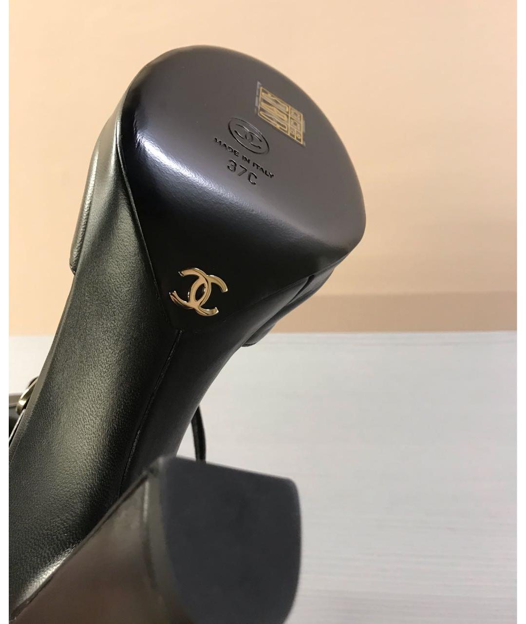 CHANEL Черные кожаные босоножки, фото 3