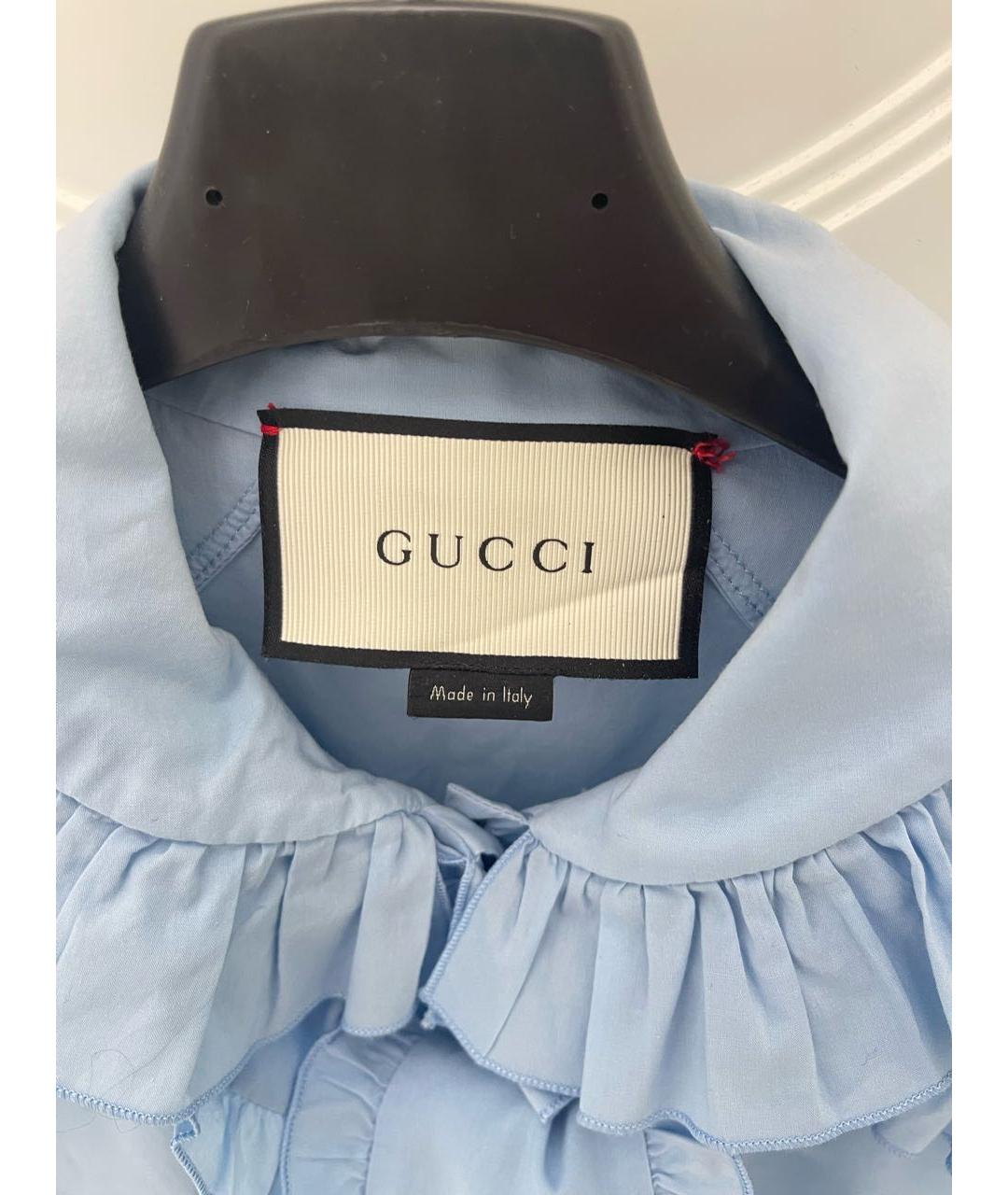 GUCCI Голубая хлопковая блузы, фото 2