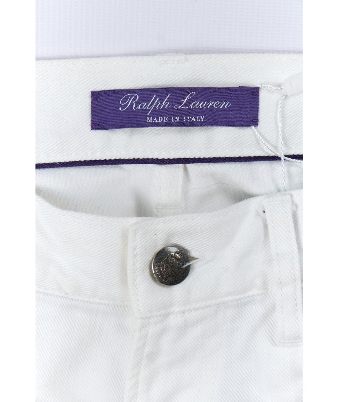 RALPH LAUREN PURPLE LABEL Белые хлопковые прямые джинсы, фото 3