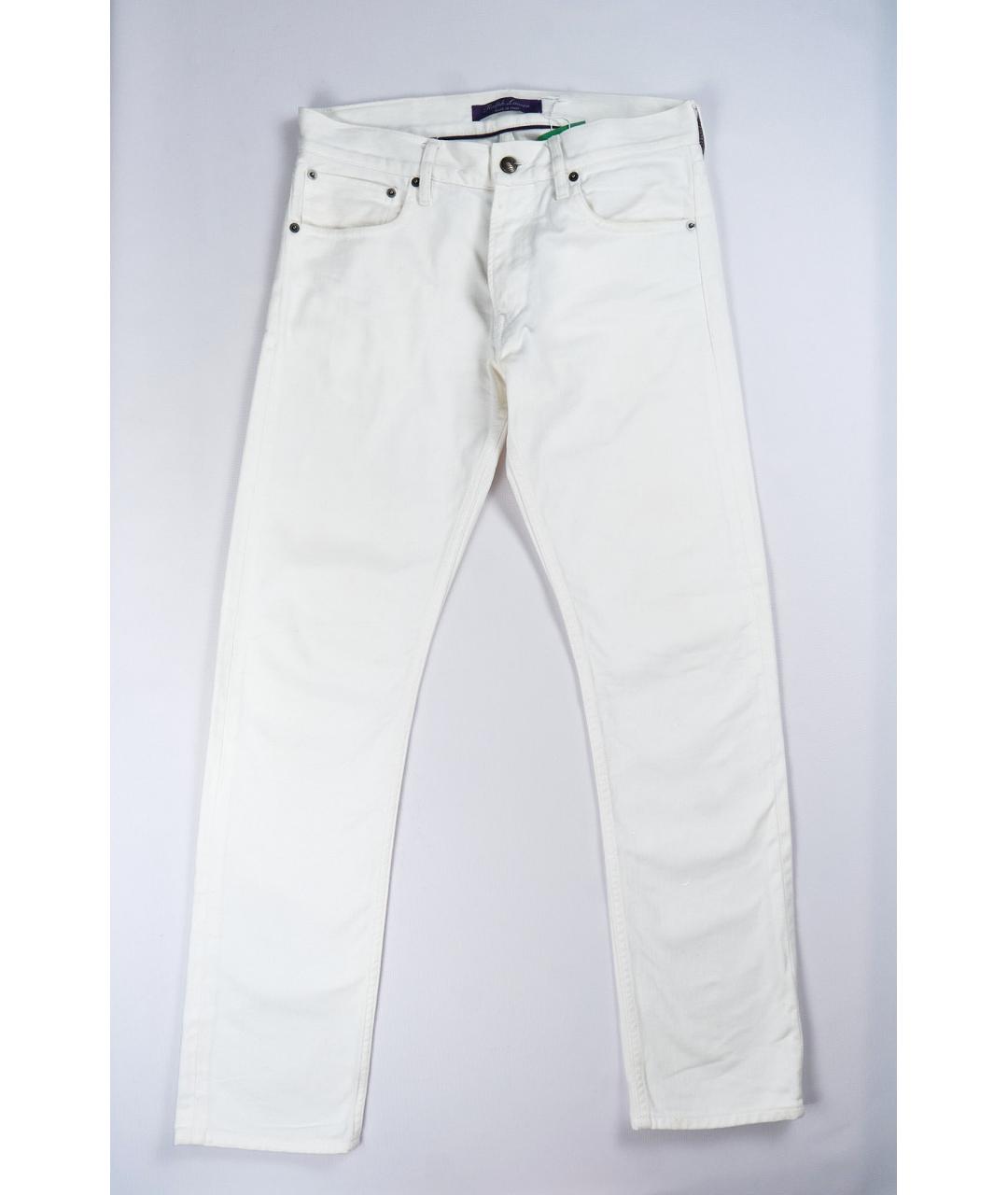 RALPH LAUREN PURPLE LABEL Белые хлопковые прямые джинсы, фото 5