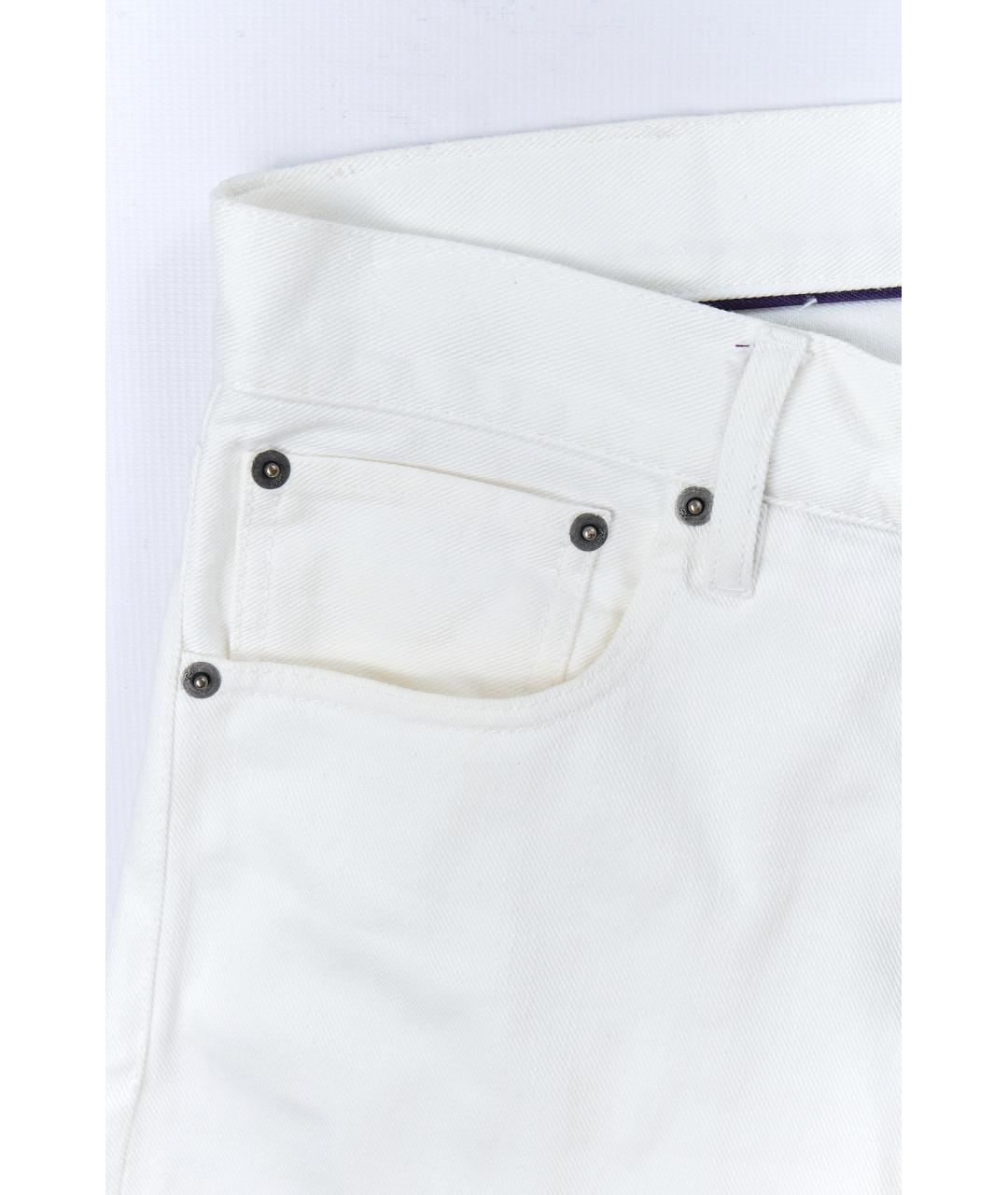 RALPH LAUREN PURPLE LABEL Белые хлопковые прямые джинсы, фото 4