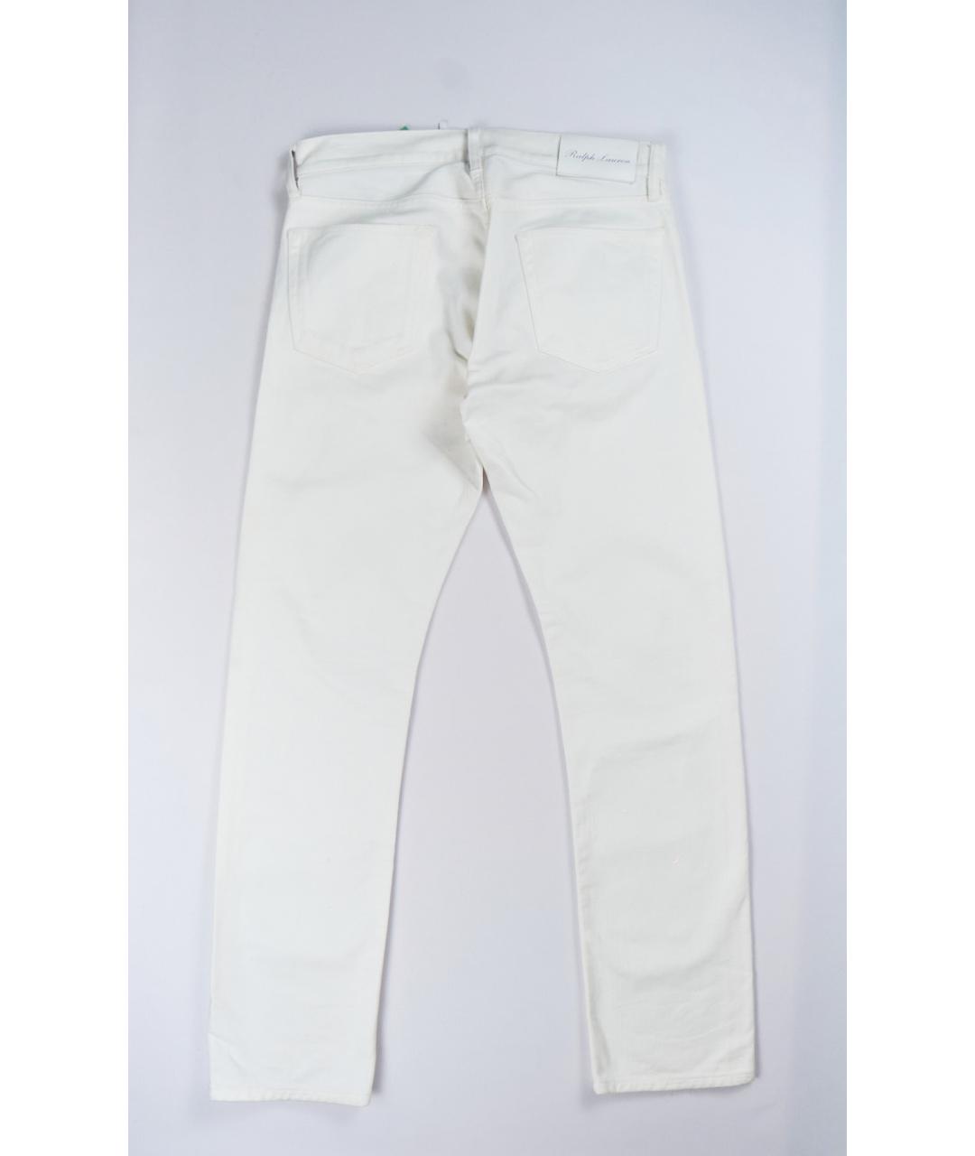 RALPH LAUREN PURPLE LABEL Белые хлопковые прямые джинсы, фото 2