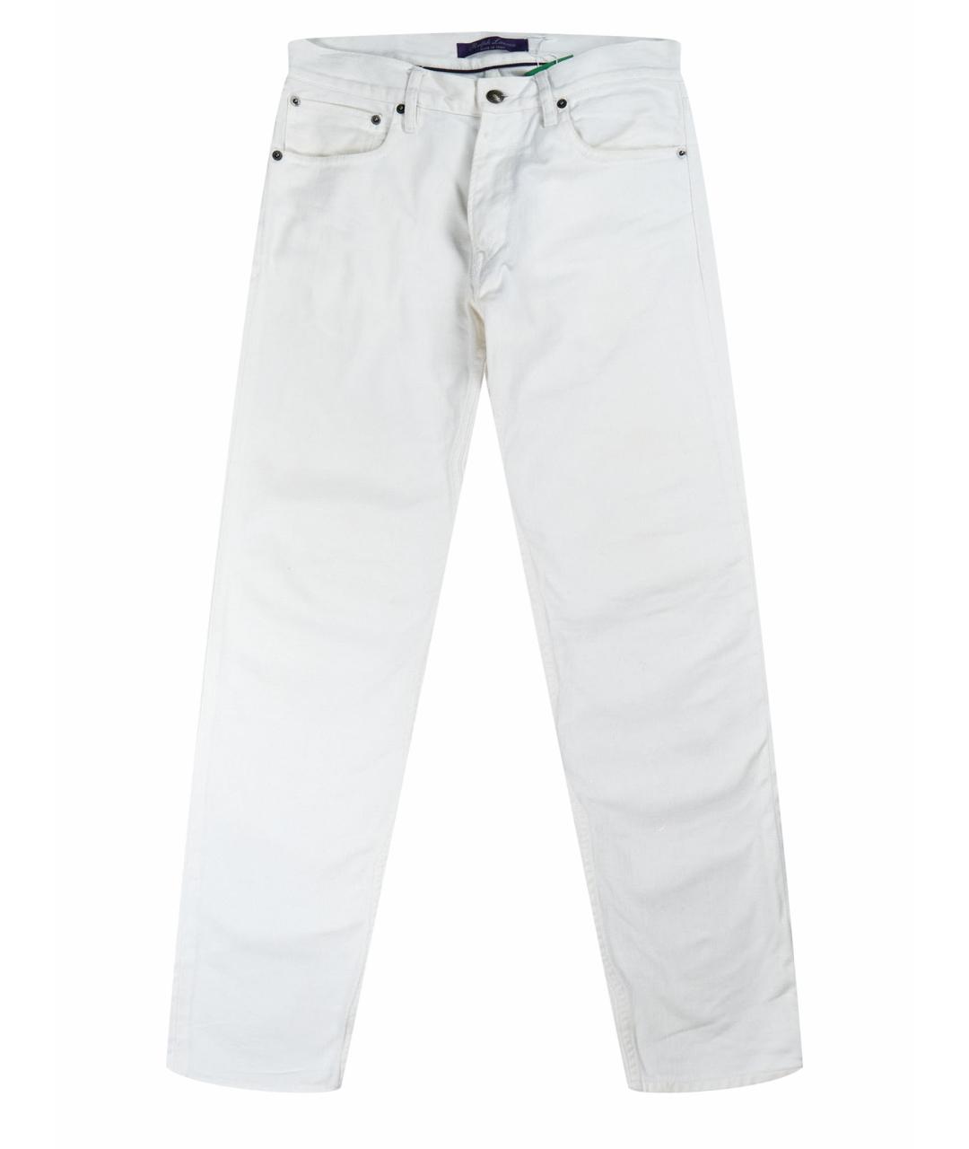 RALPH LAUREN PURPLE LABEL Белые хлопковые прямые джинсы, фото 1