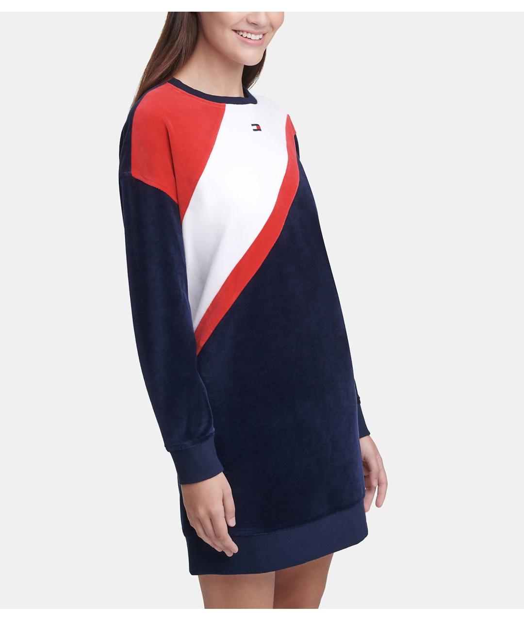 TOMMY HILFIGER Темно-синее хлопко-эластановое повседневное платье, фото 4