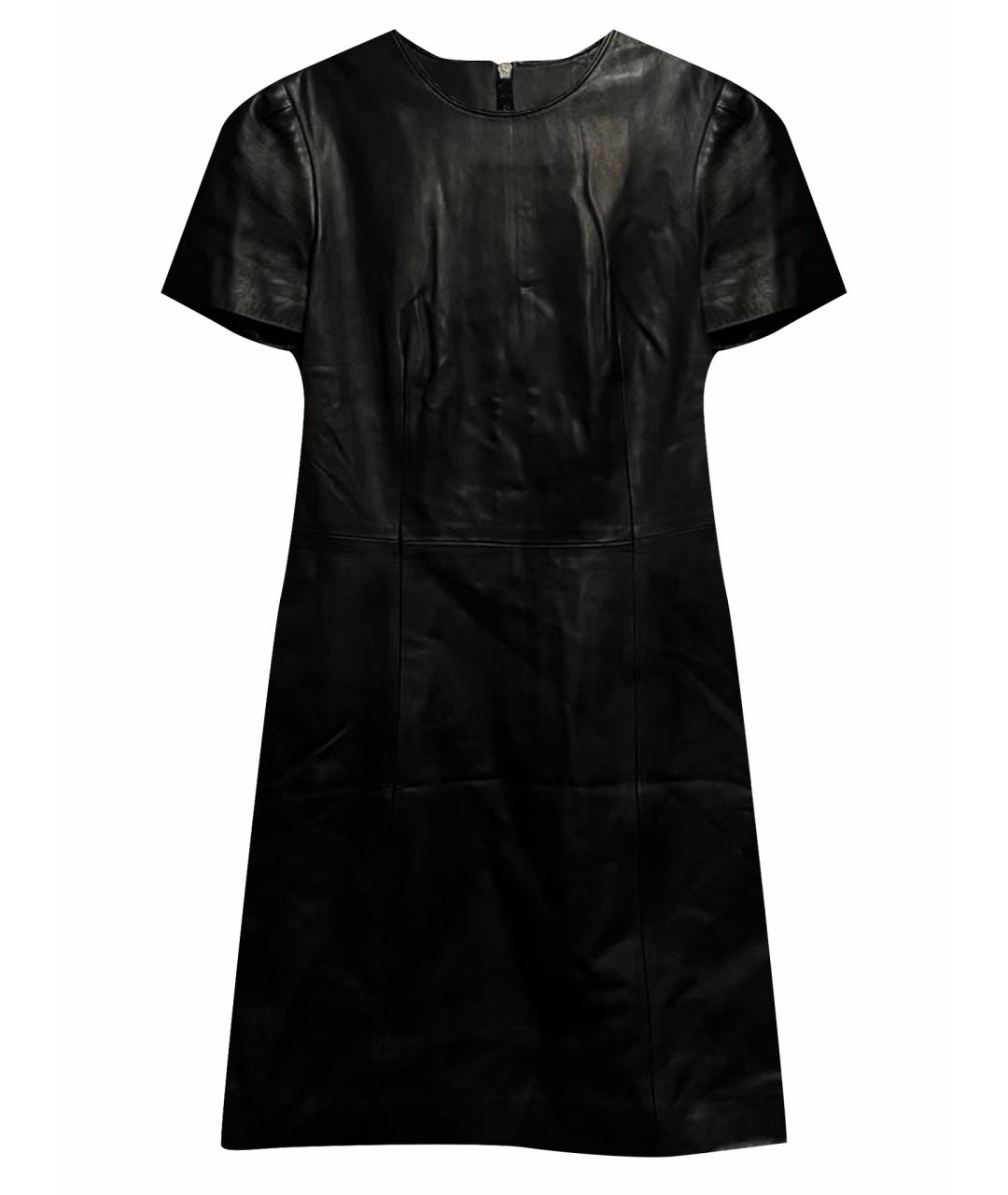 BURBERRY Черное кожаное повседневное платье, фото 1