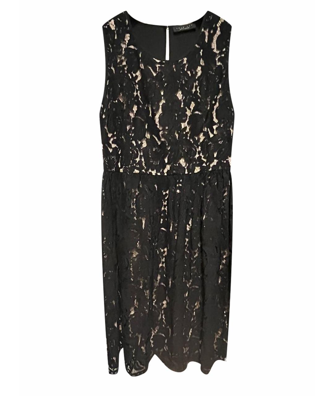 TWIN-SET Черное кружевное коктейльное платье, фото 1