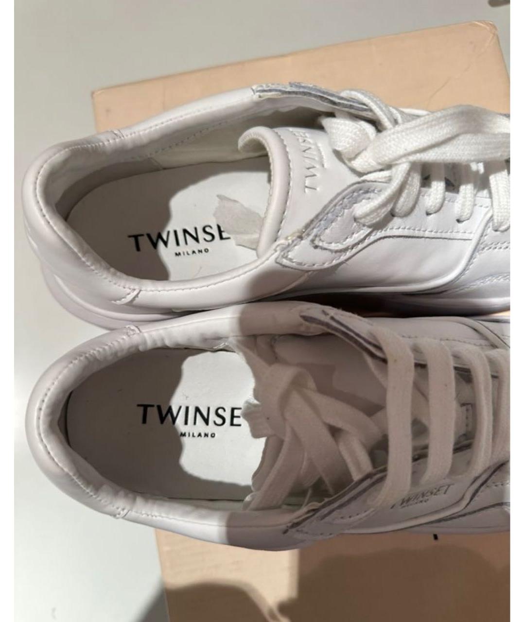 TWIN-SET Белые кожаные кроссовки, фото 5