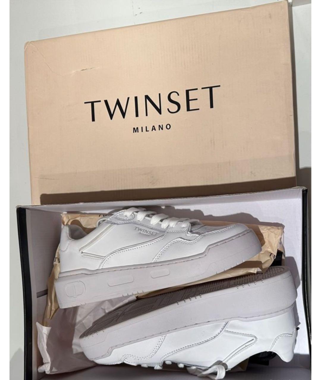 TWIN-SET Белые кожаные кроссовки, фото 2