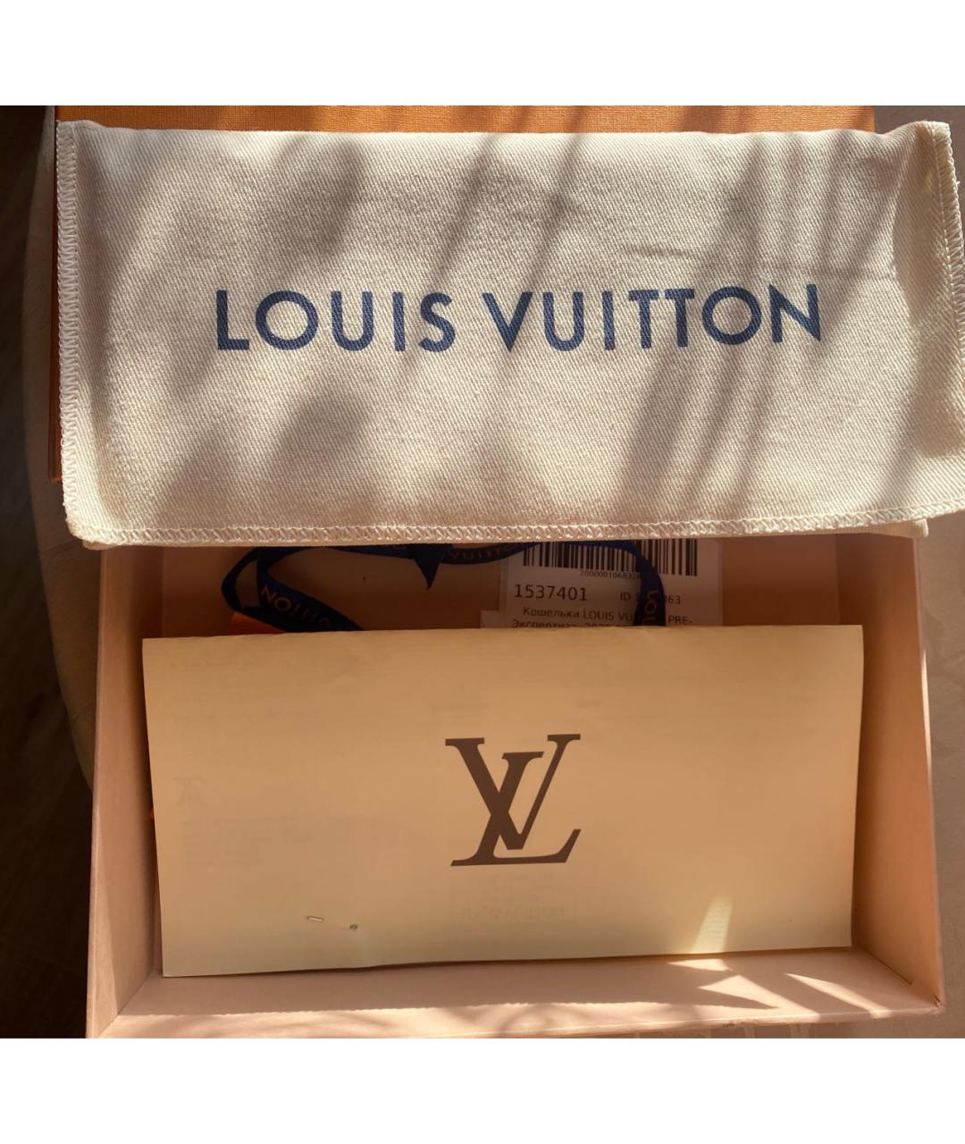 LOUIS VUITTON Бежевый кожаный кошелек, фото 7