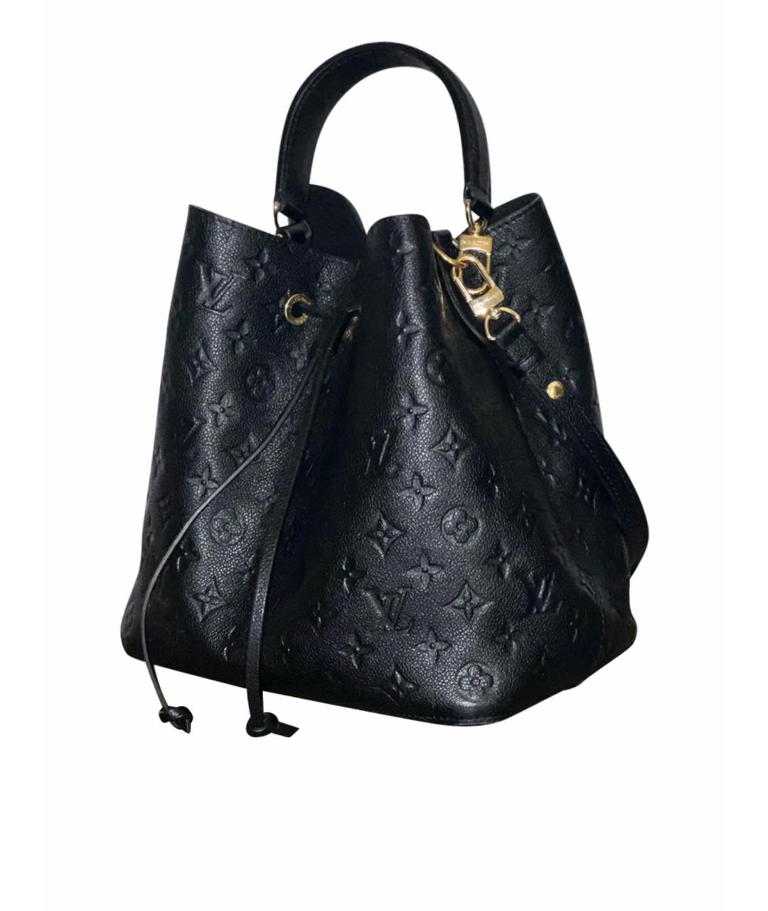 LOUIS VUITTON Черная кожаная сумка с короткими ручками, фото 1