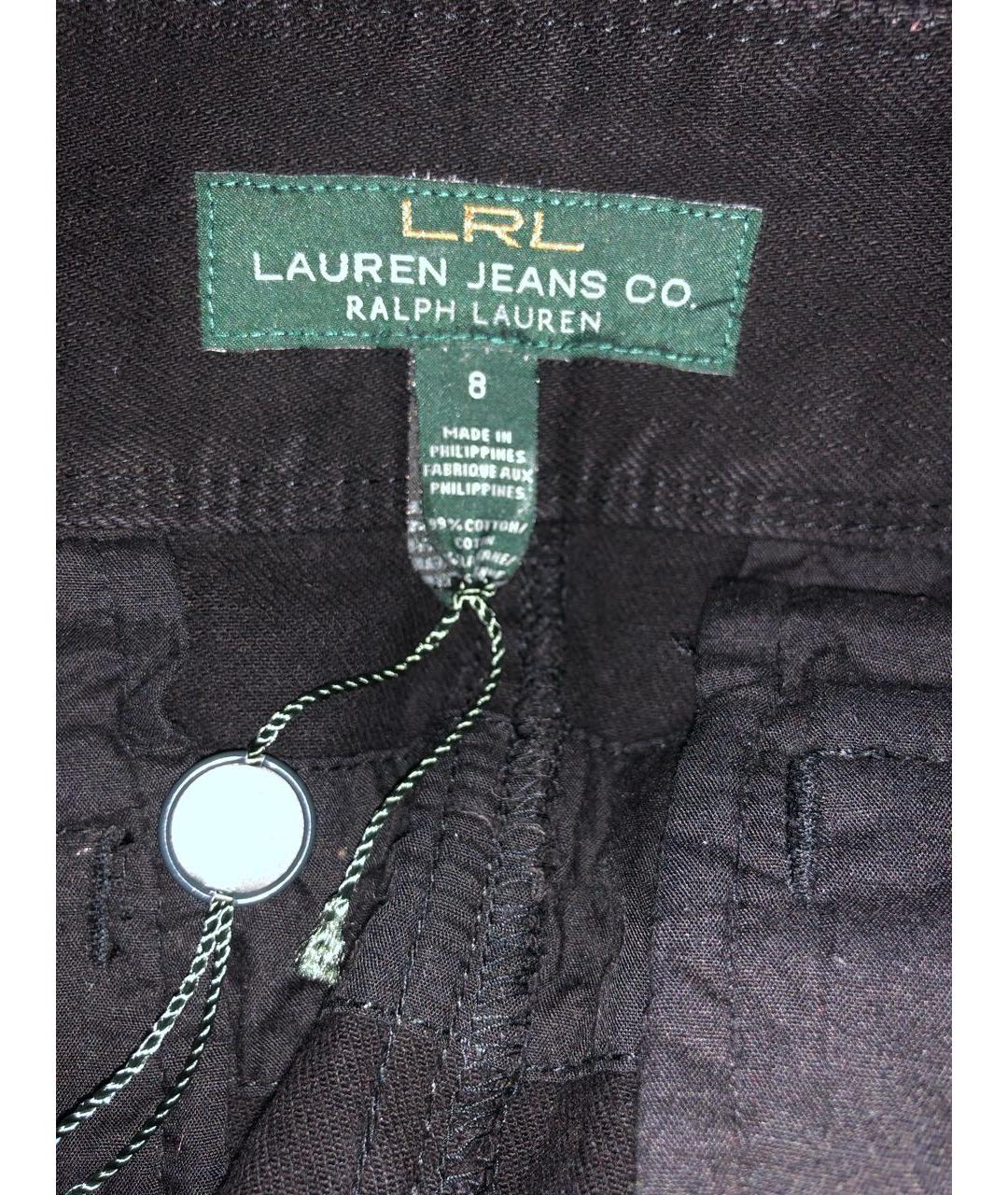 RALPH LAUREN Черная хлопко-эластановая юбка миди, фото 4